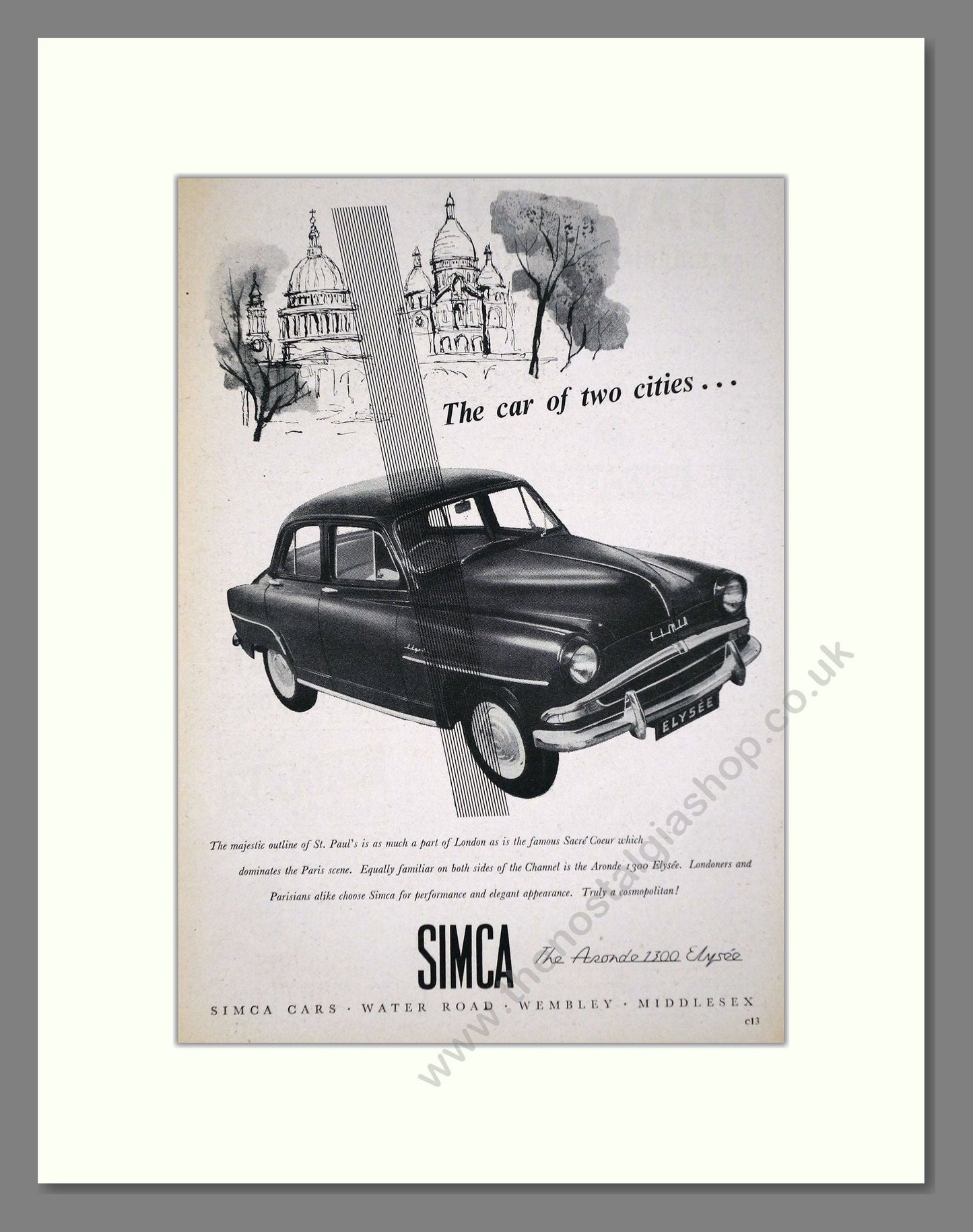 Simca - Aronde 1300 Elysee. Vintage Advert 1956 (ref AD64061)