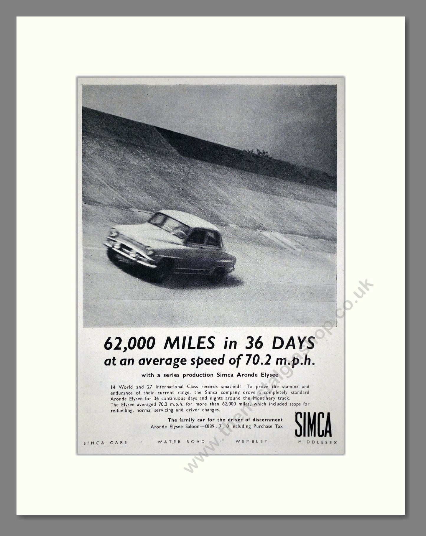 Simca - Aronde Elysee. Vintage Advert 1957 (ref AD64070)