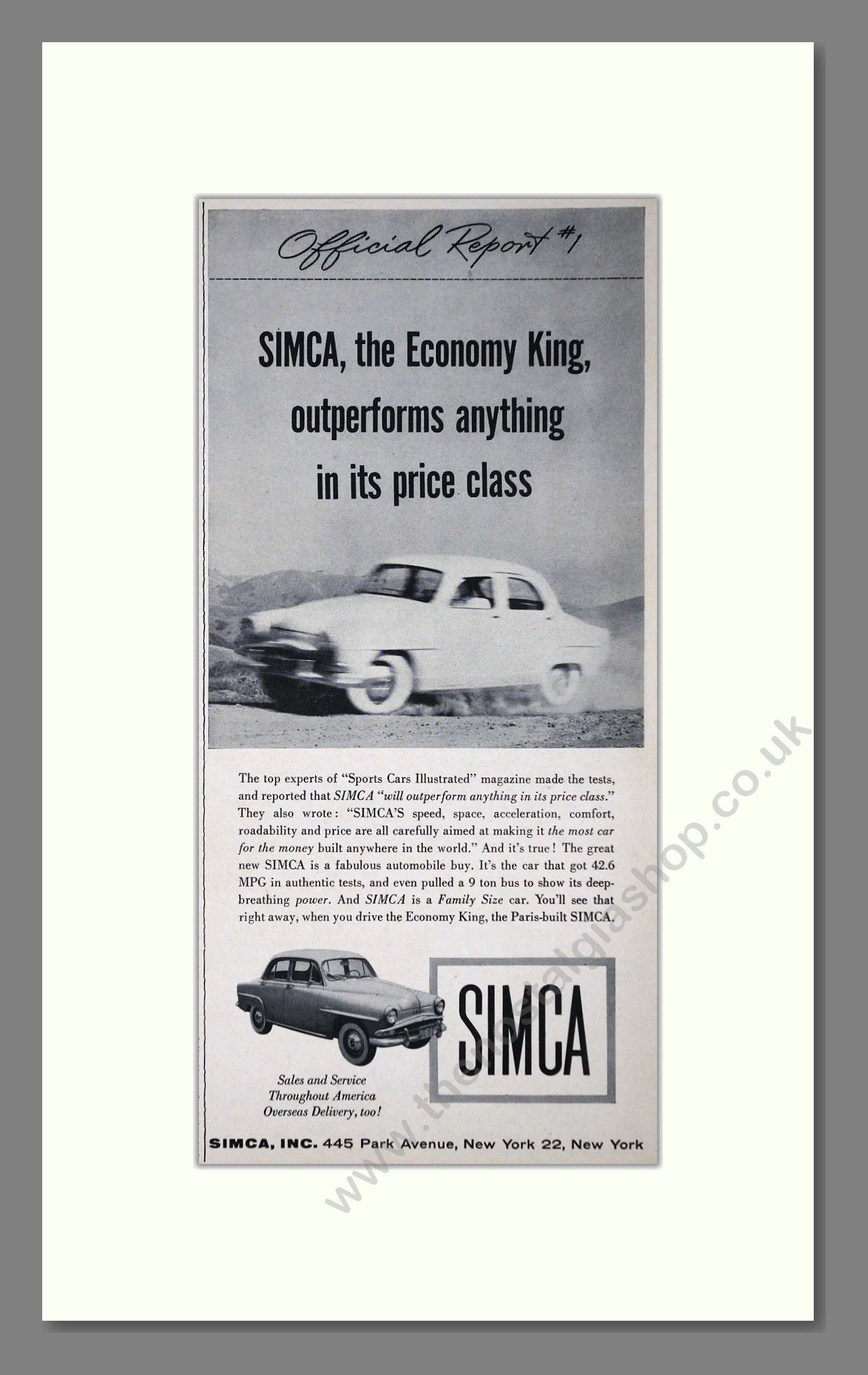 Simca - Economy King. Vintage Advert 1958 (ref AD64089)