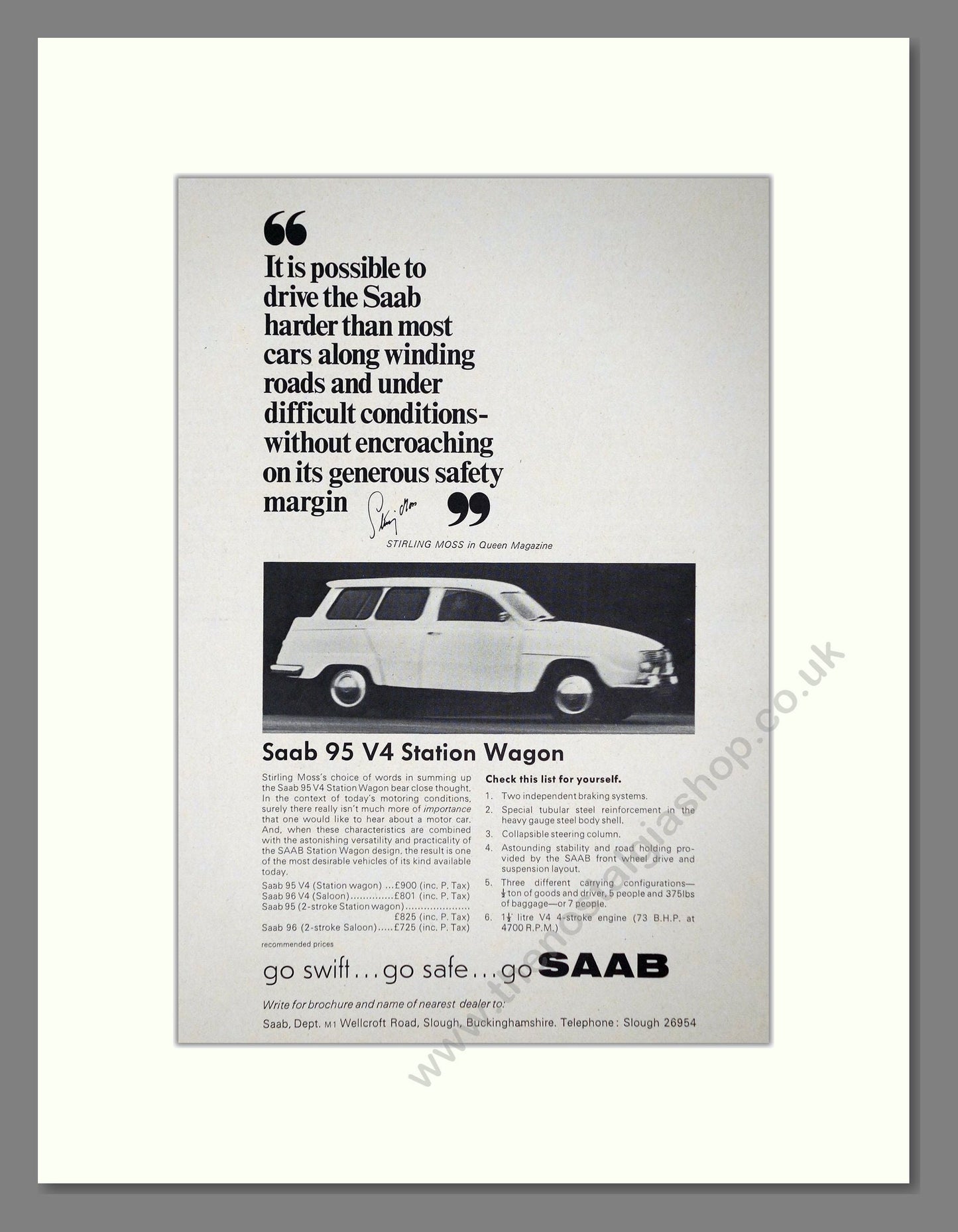 Saab - 95 V4 Station Wagon. Vintage Advert 1967 (ref AD64119)