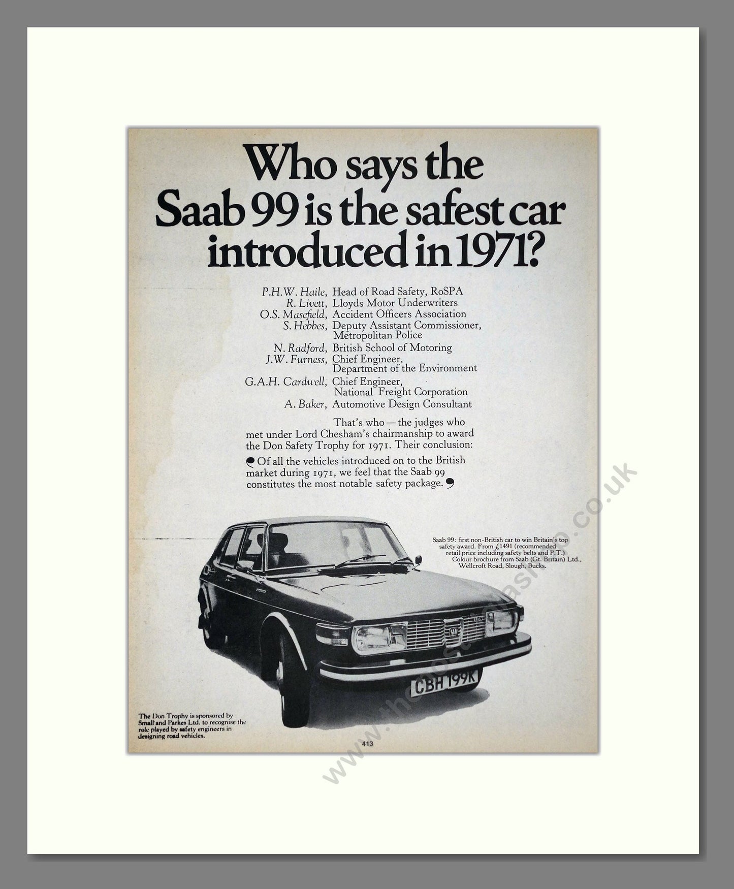 Saab - 99. Vintage Advert 1972 (ref AD64125)