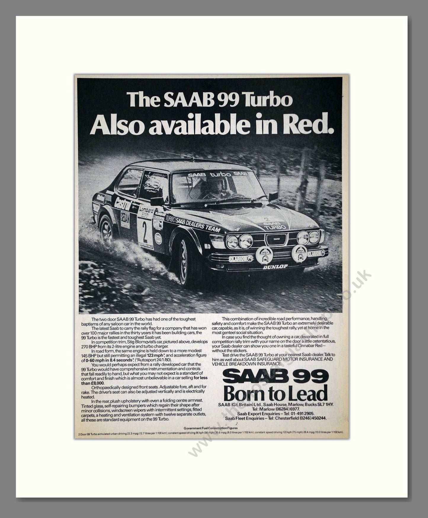 Saab - 99 Turbo. Vintage Advert 1980 (ref AD64132)