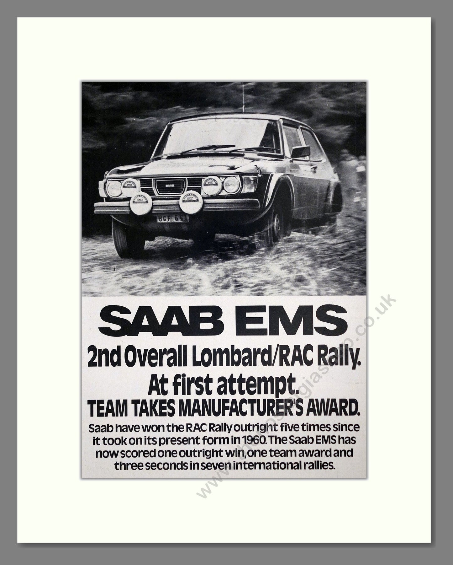 Saab - RAC Rally 2nd. Vintage Advert 1976 (ref AD64135)