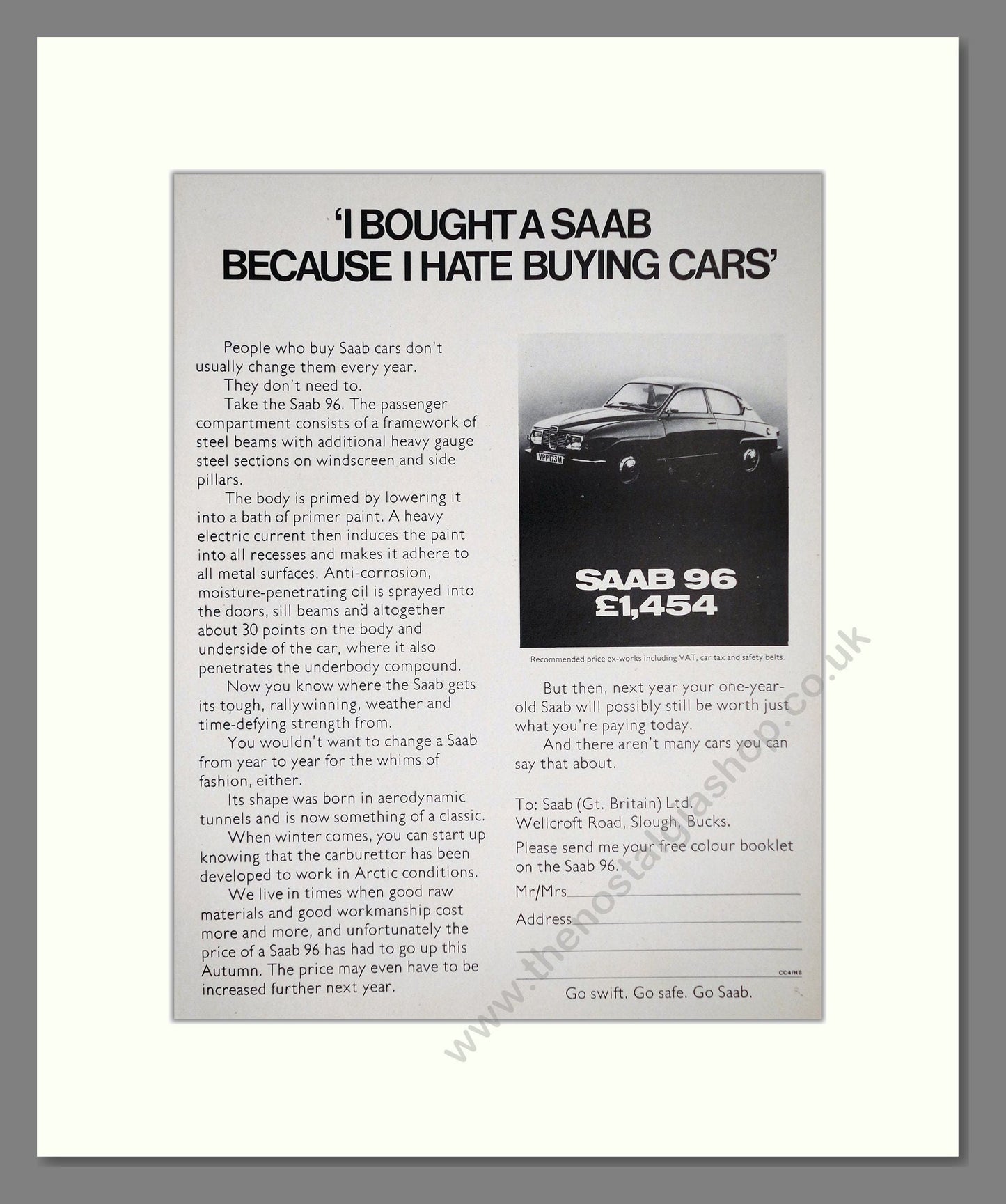 Saab - 96. Vintage Advert 1974 (ref AD64144)
