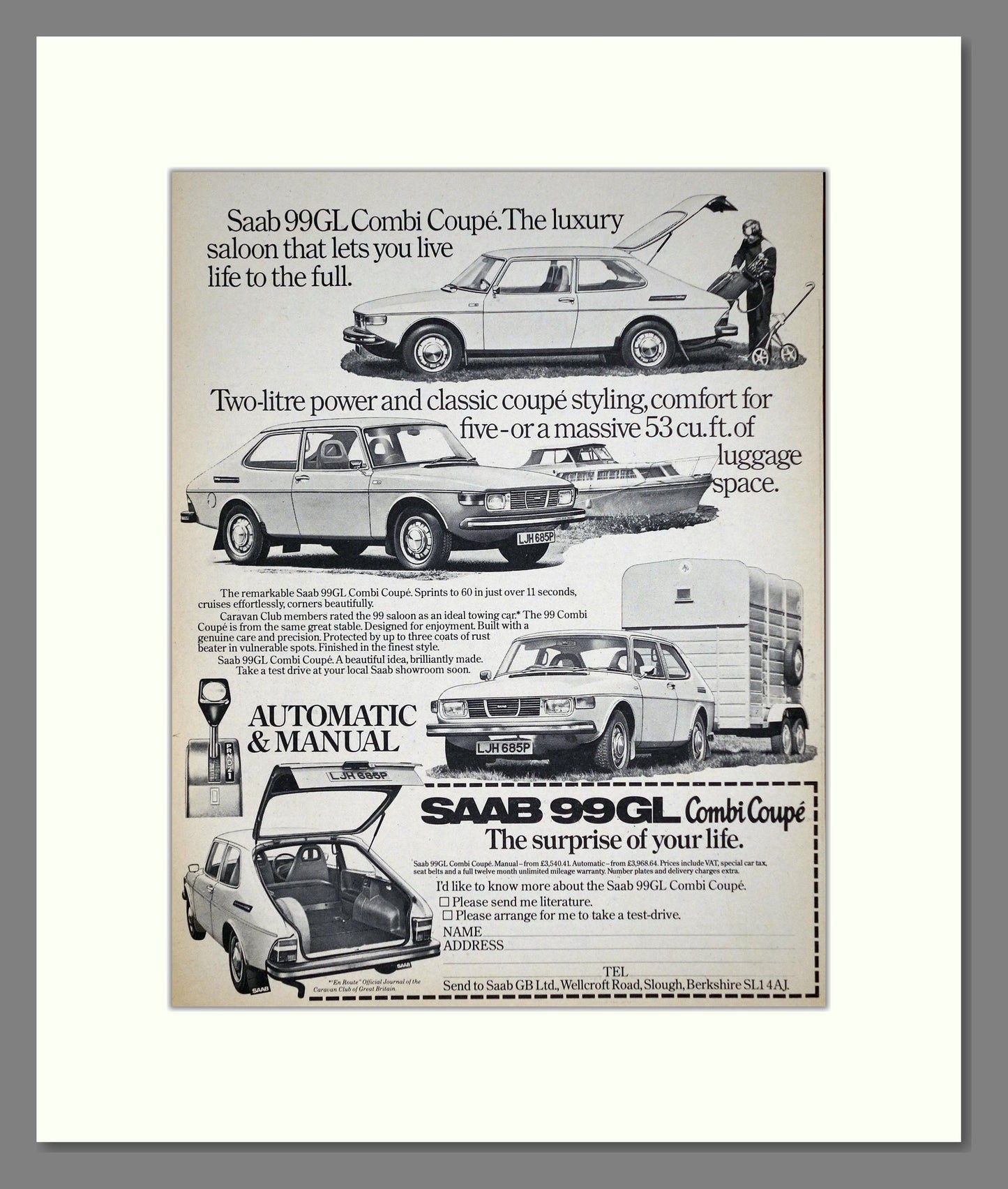 Saab - 99GL. Vintage Advert 1976 (ref AD64151)