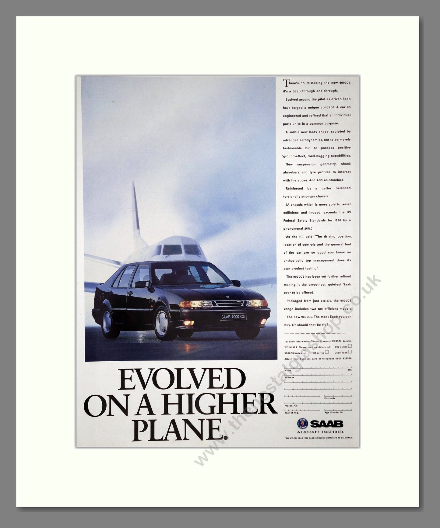 Saab - 9000CS. Vintage Advert 1992 (ref AD64165)