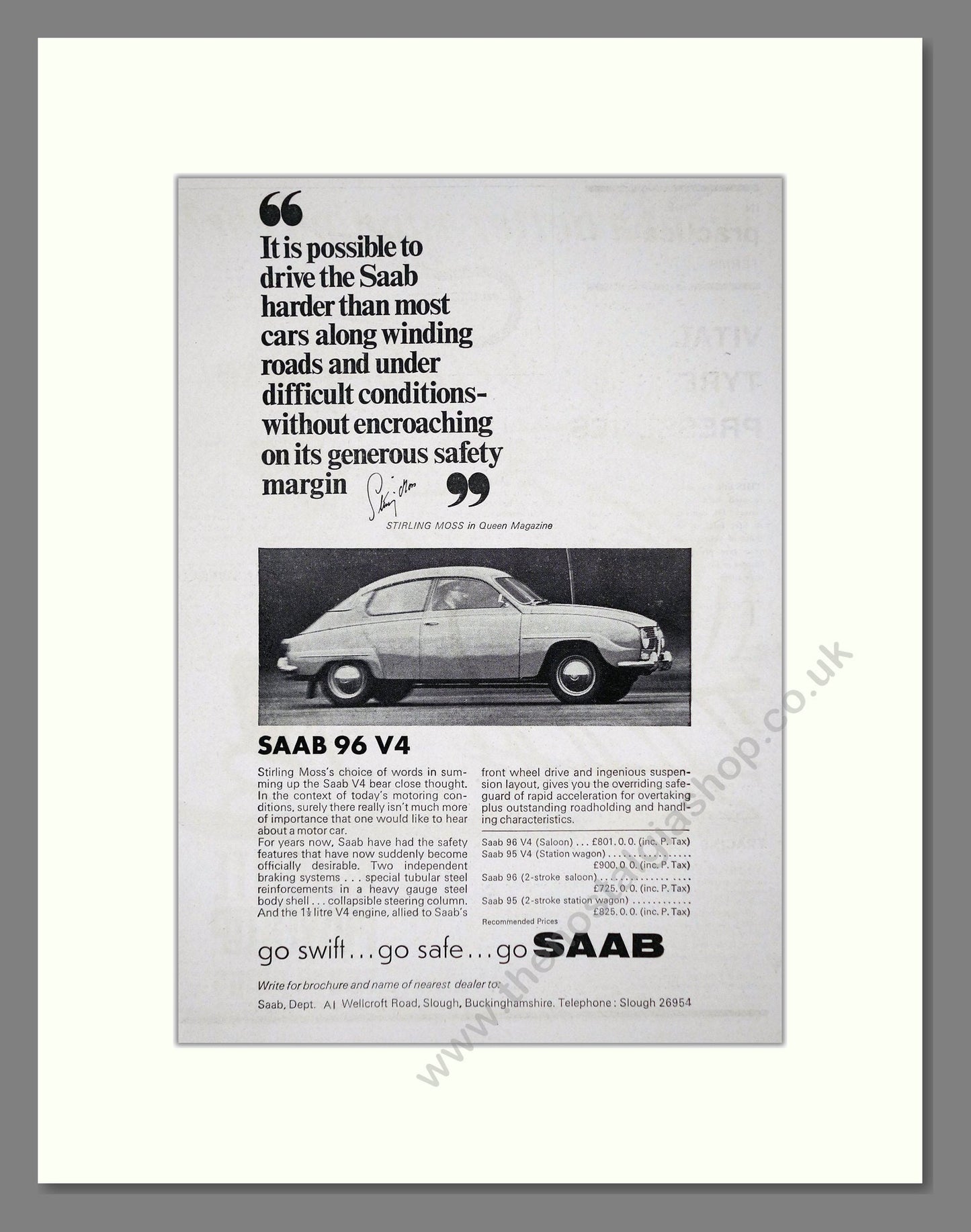 Saab - 96 V4. Vintage Advert 1967 (ref AD64192)