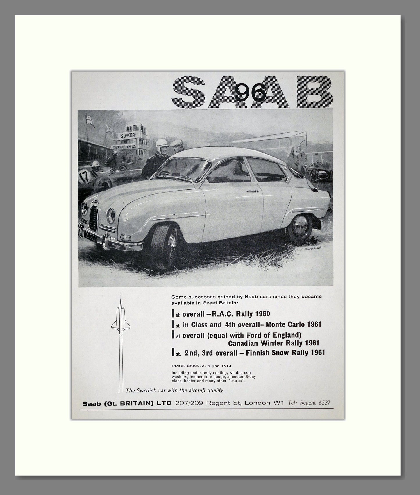 Saab - 96 RAC Rally Winner. Vintage Advert 1961 (ref AD64196)