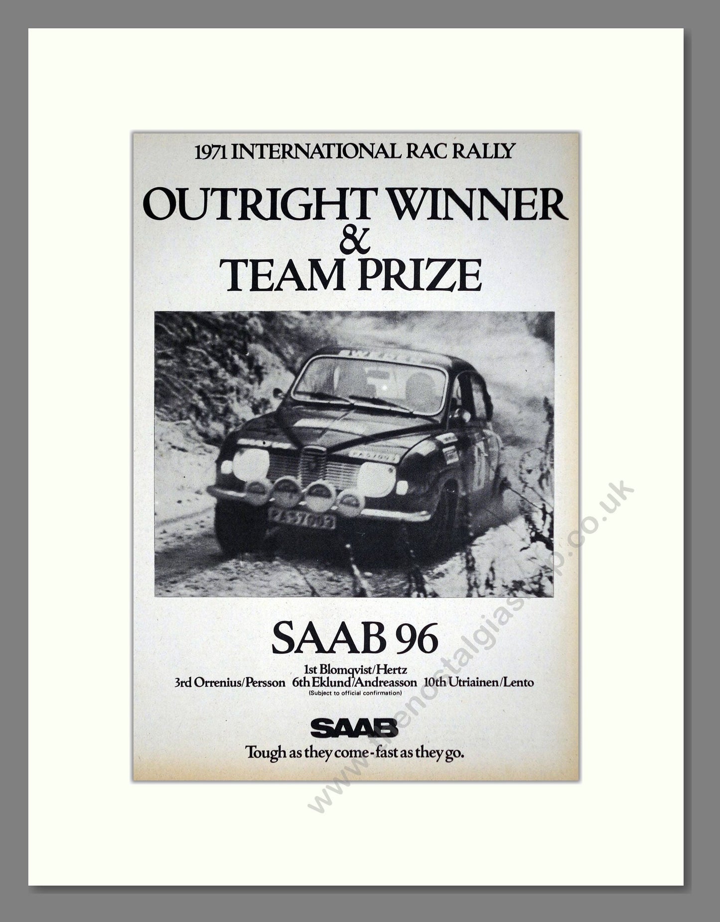 Saab - RAC Rally Winner. Vintage Advert 1971 (ref AD64208)