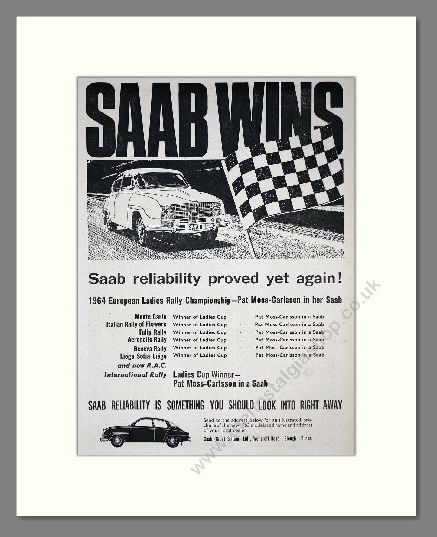Saab - Rally Winners. Vintage Advert 1964 (ref AD64212)