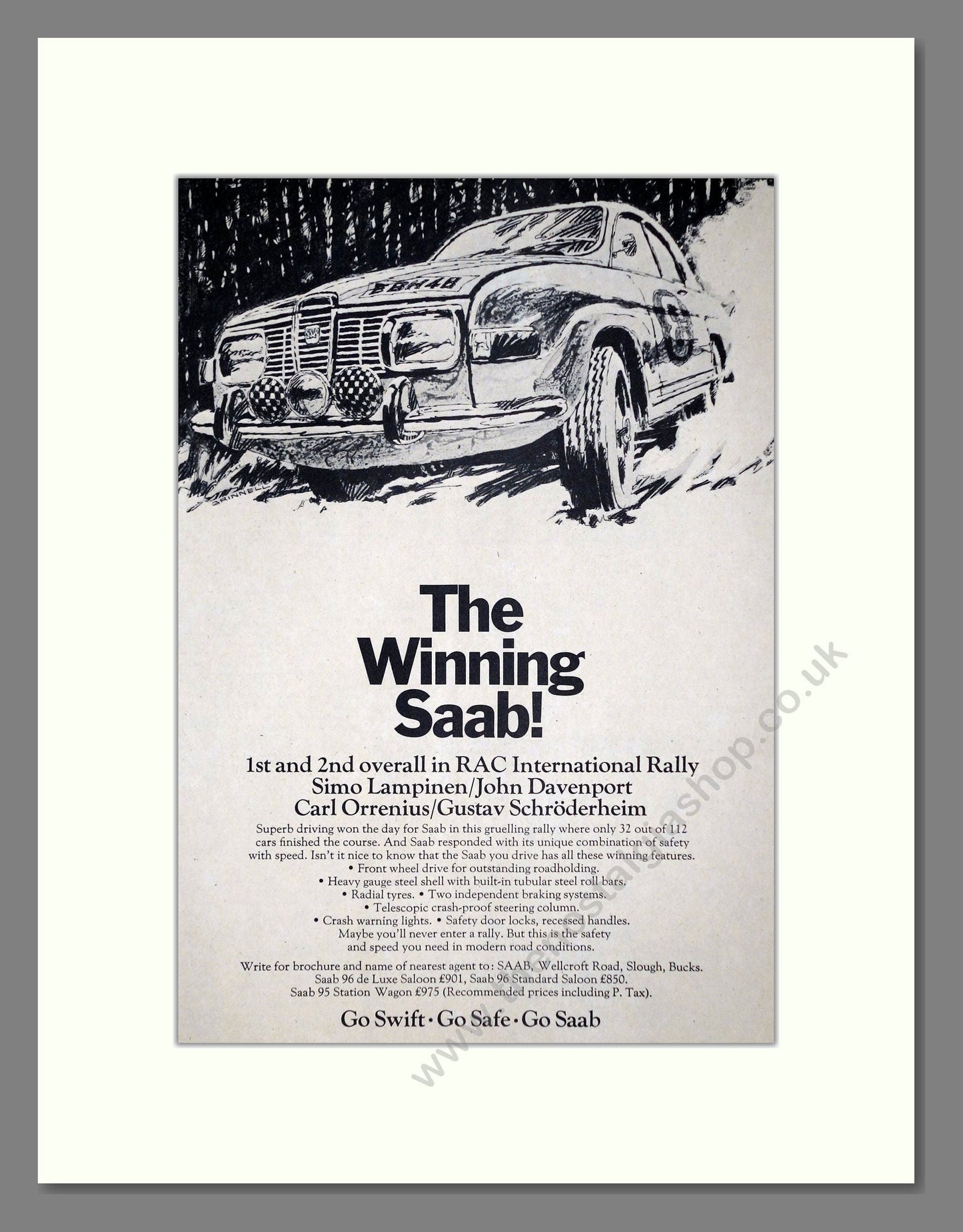 Saab - RAC Rally Winner. Vintage Advert 1968 (ref AD64214)
