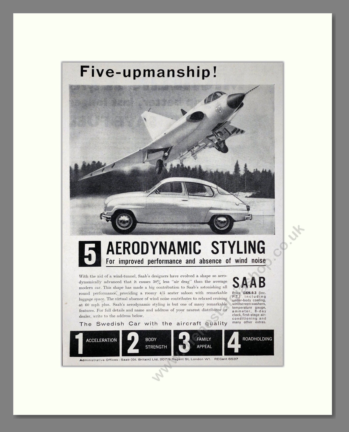 Saab - Aerodynamic Styling. Vintage Advert 1962 (ref AD64218)