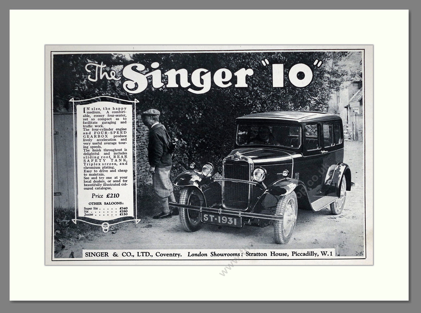 Singer - 10. Vintage Advert 1931 (ref AD64222)