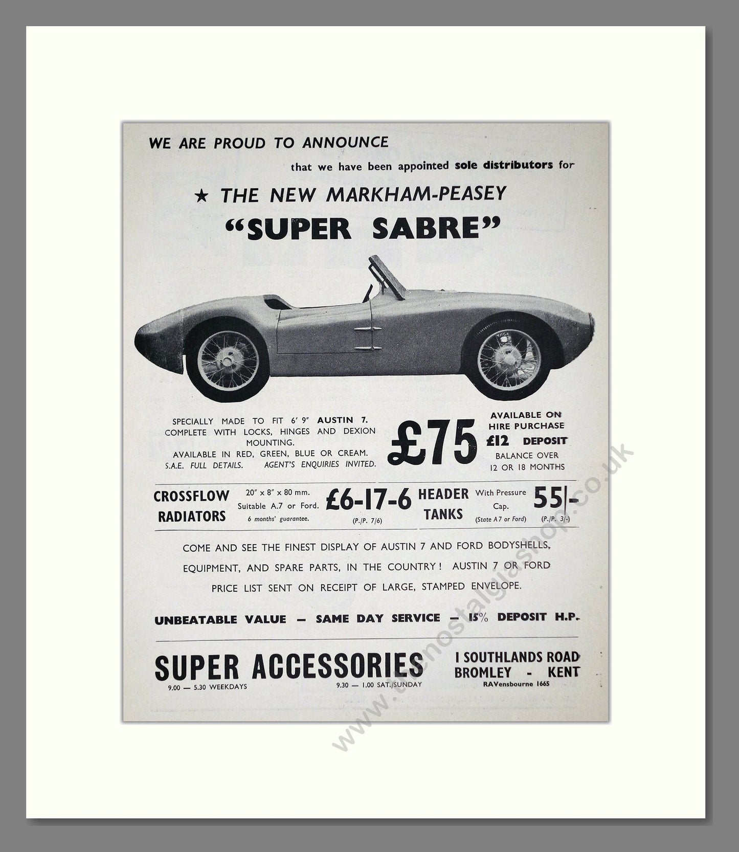 Markham Peasey - Super Sabre. Vintage Advert 1959 (ref AD64223)
