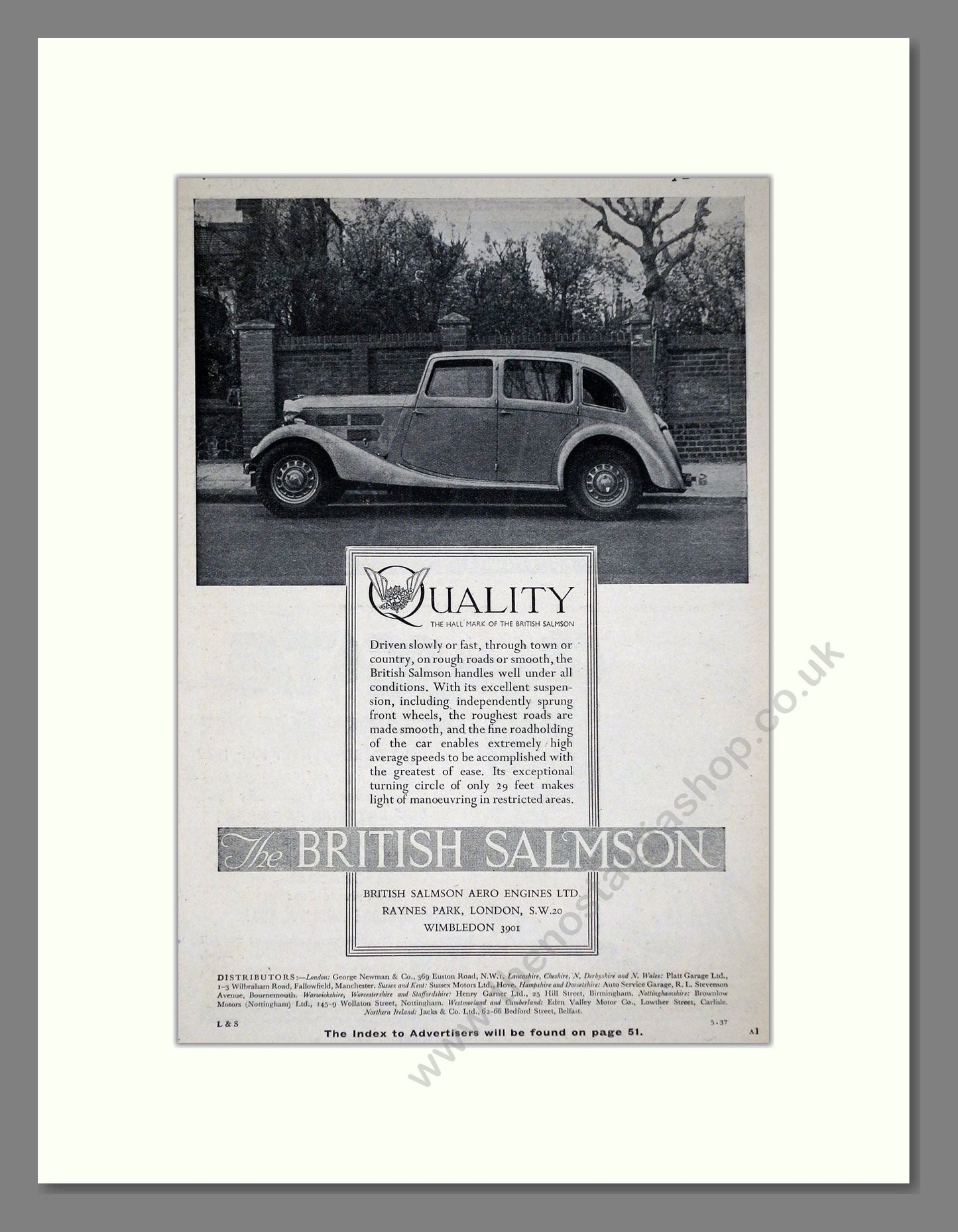 Salmson - Quality. Vintage Advert 1937 (ref AD64230)