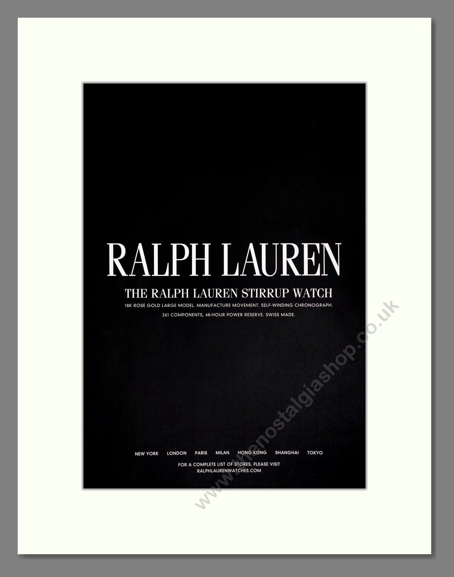 Ralph Loren - Stirrup Watch (Double Advert). Vintage Advert 2012 (ref AD303522)