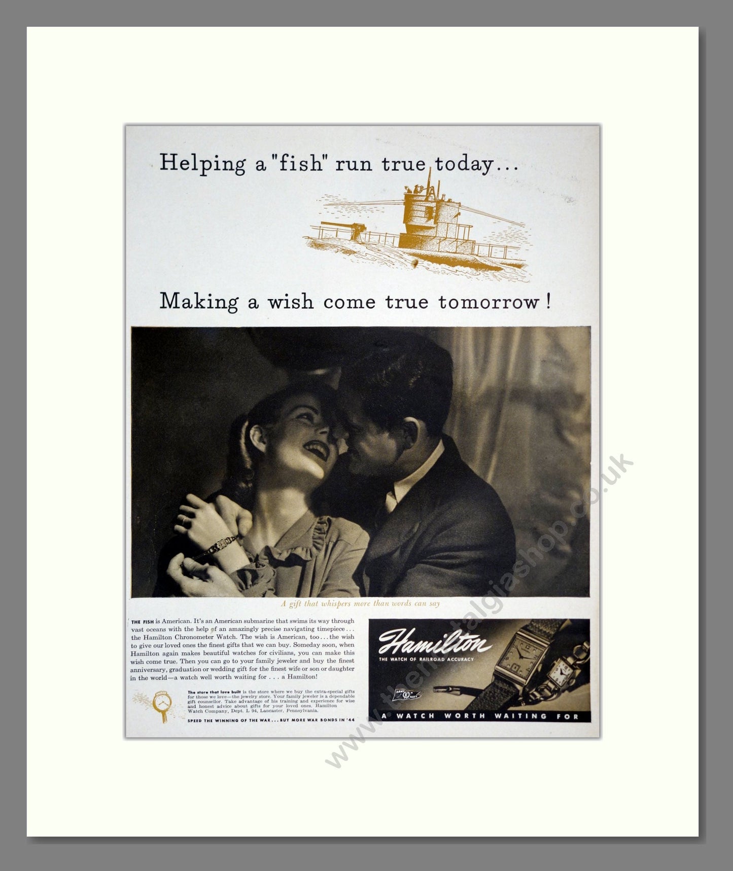 Hamilton - Chronometer. Vintage Advert 1944 (ref AD303549)