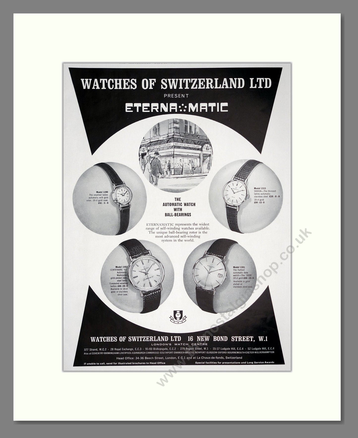 Eternamatic - At Watches Of Switzerland. Vintage Advert 1963 (ref AD303558)