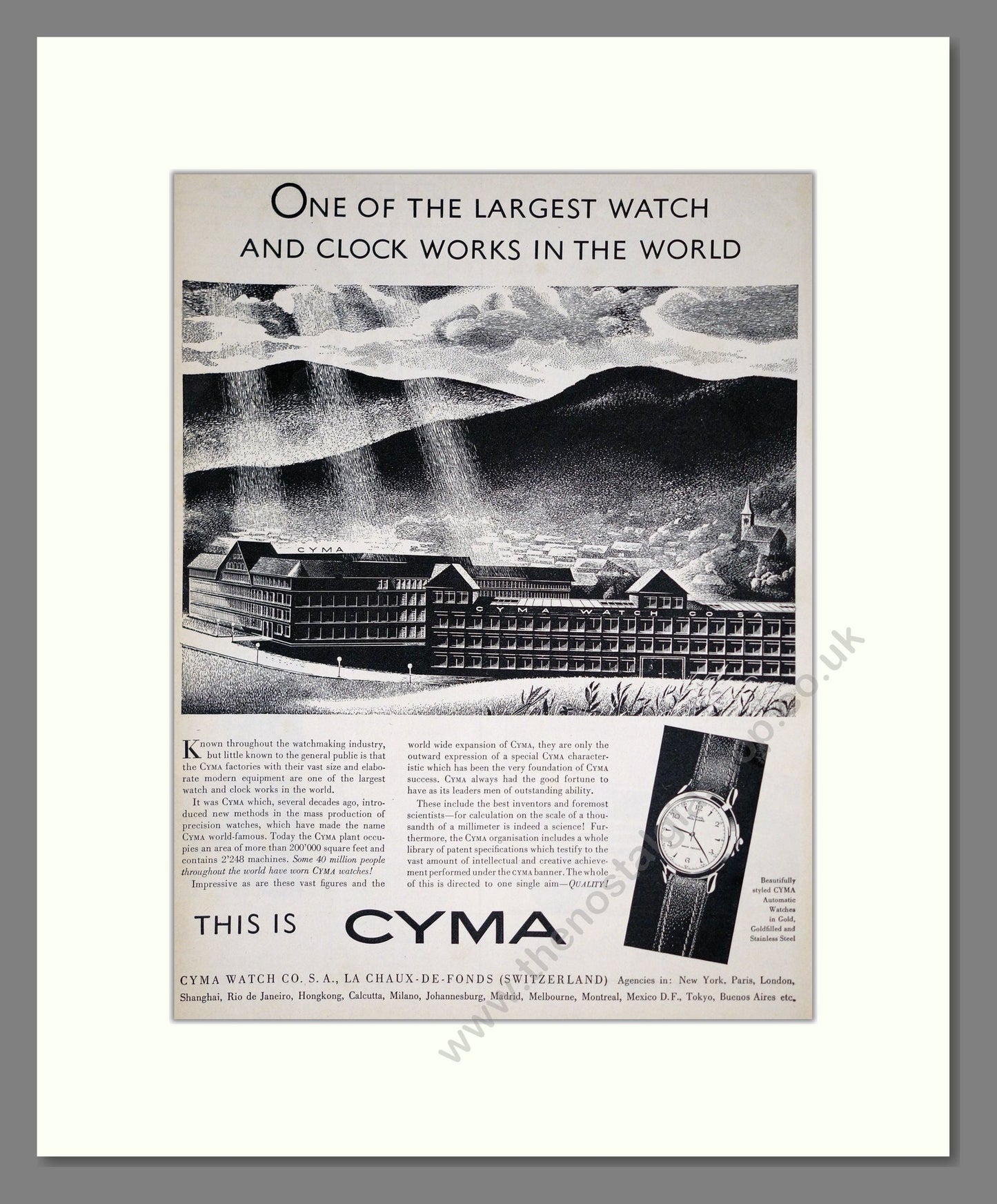 Cyma - Automatic Watches. Vintage Advert 1950 (ref AD303572)