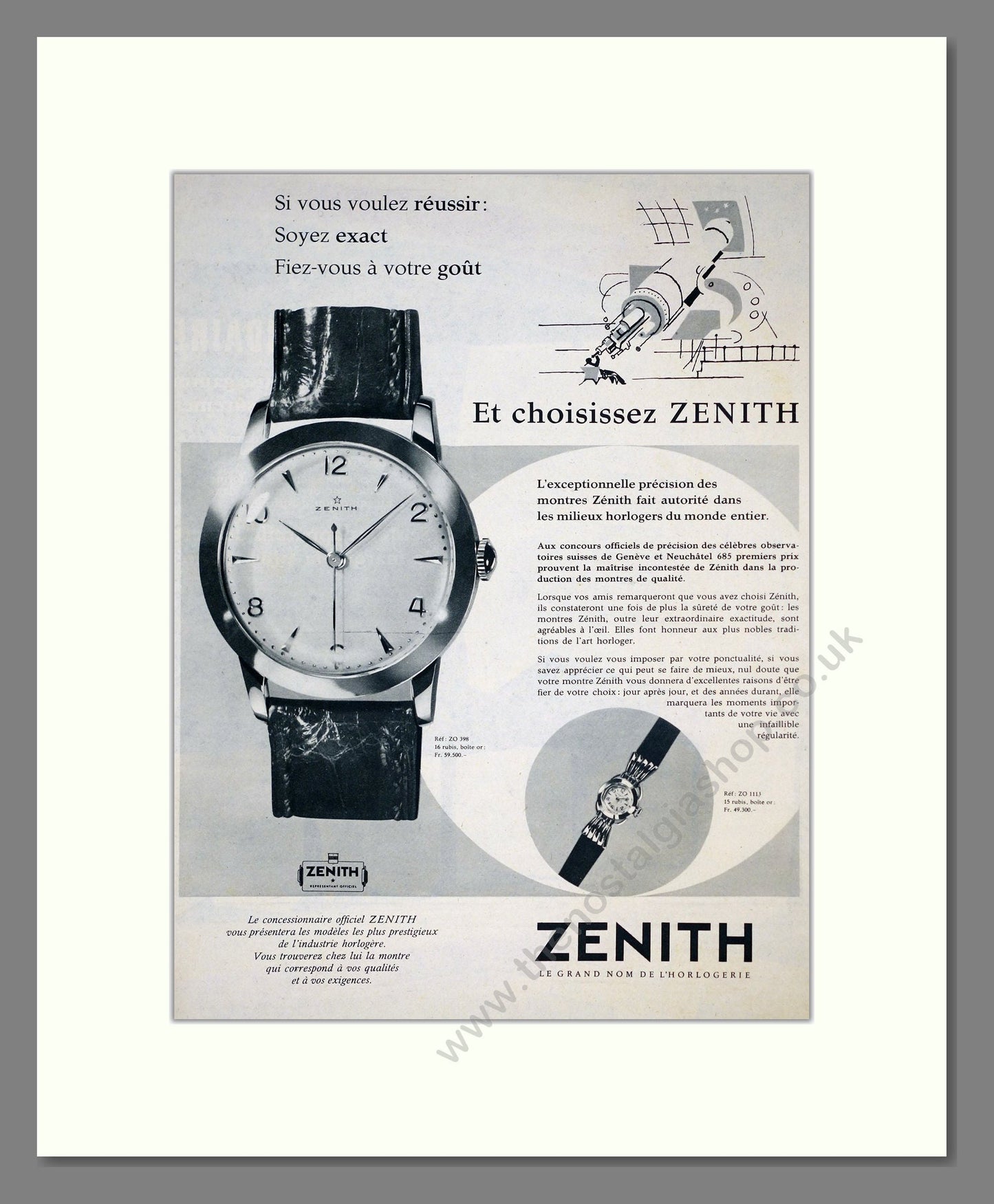 Zenith - French Advert. Vintage Advert 1957 (ref AD303578)