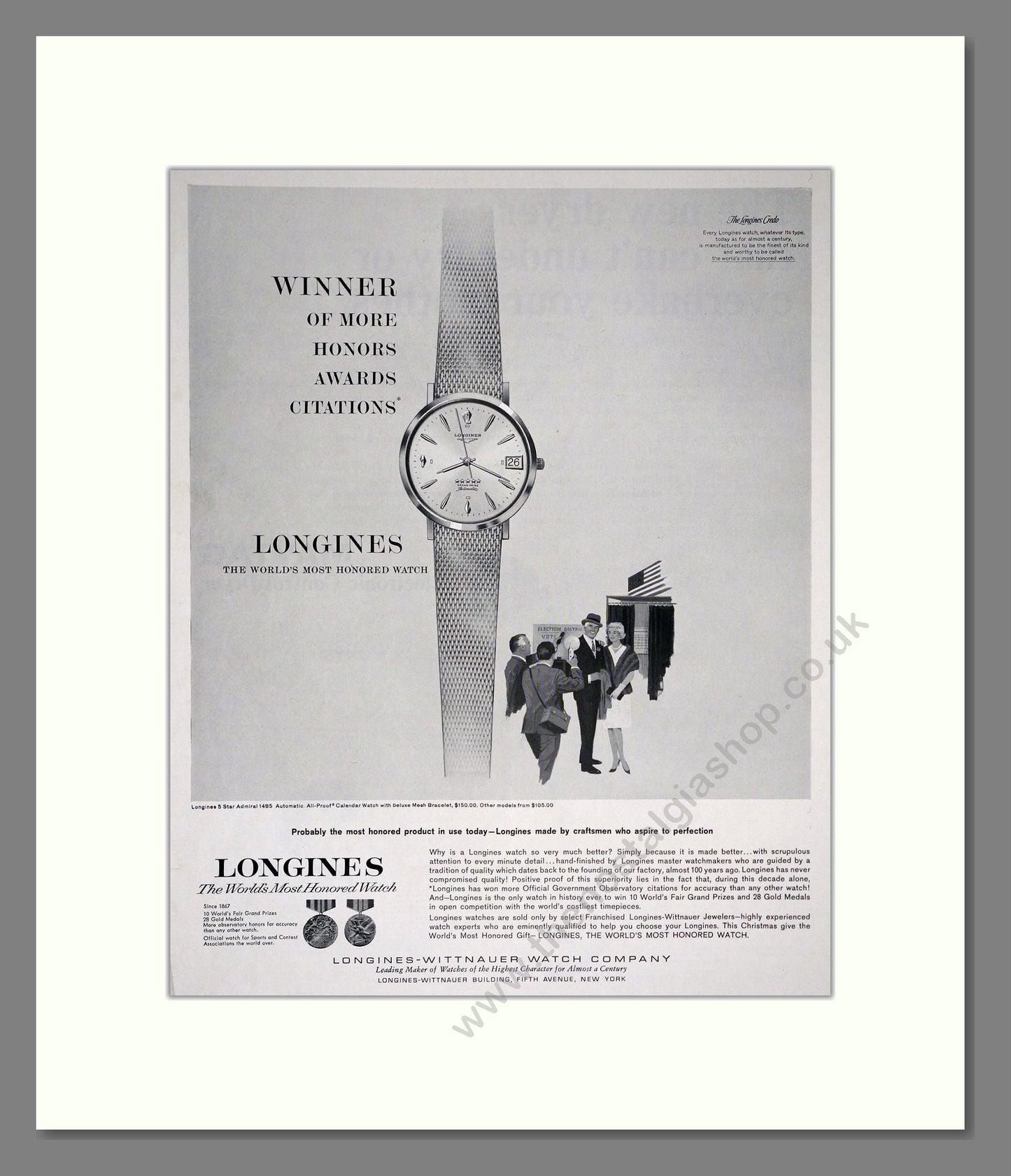 Longines - World's Most Honored Watch. Vintage Advert 1964 (ref AD303580)