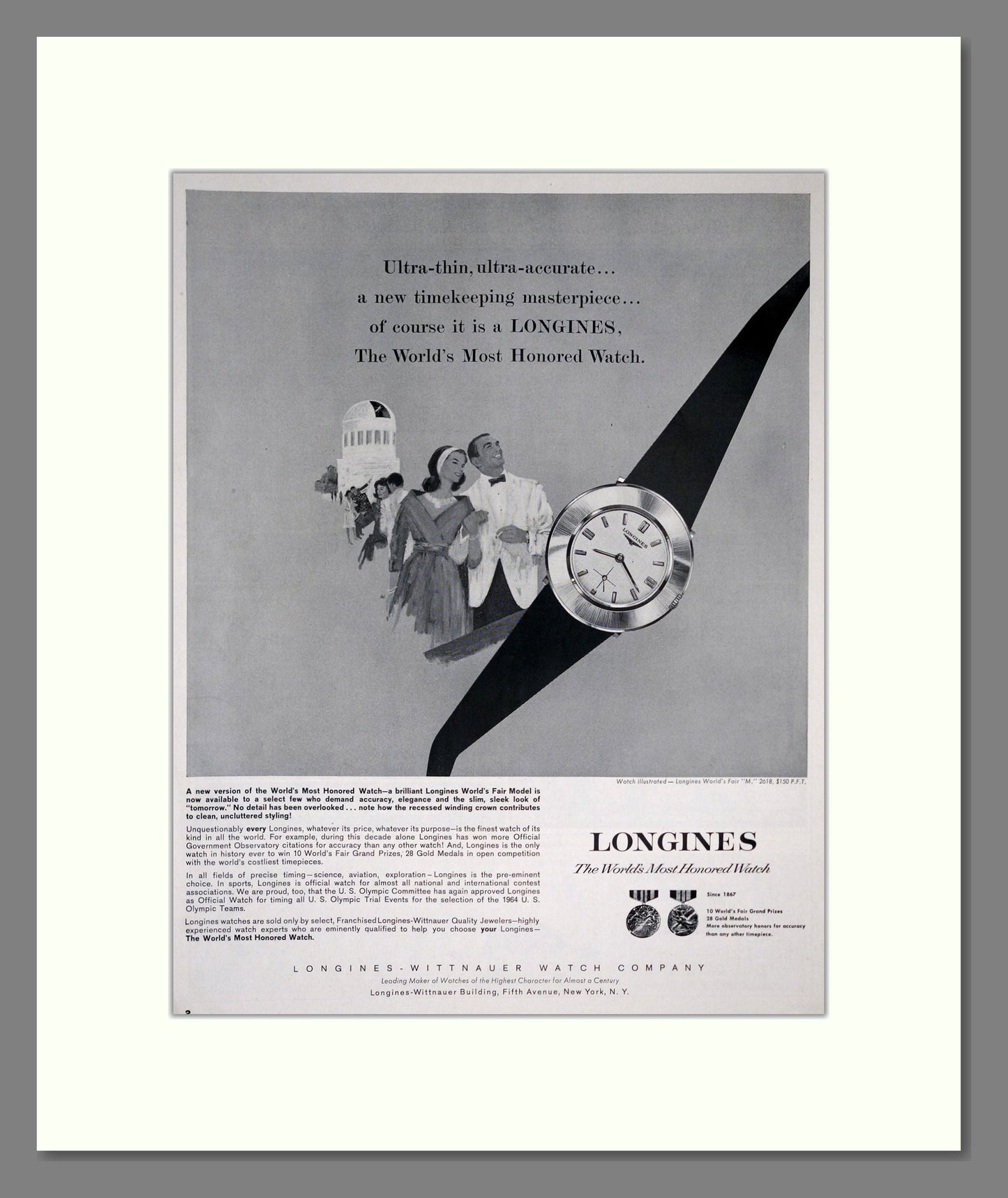 Longines - World's Most Honored Watch. Vintage Advert 1964 (ref AD303581)