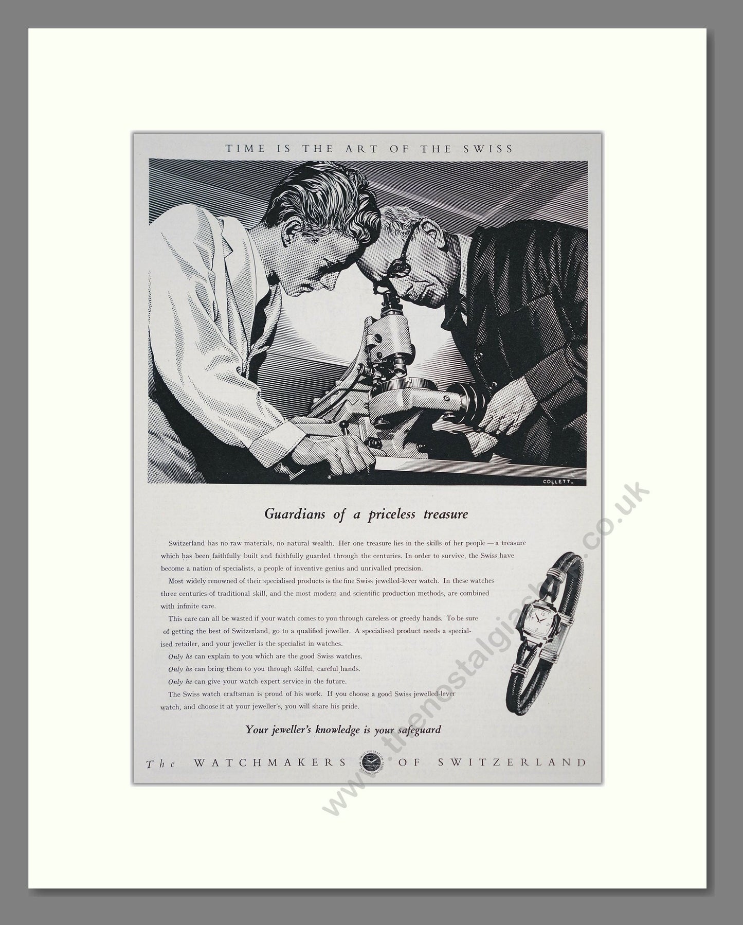 Watchmakers Of Switzerland - Priceless Treasure. Vintage Advert 1954 (ref AD303583)