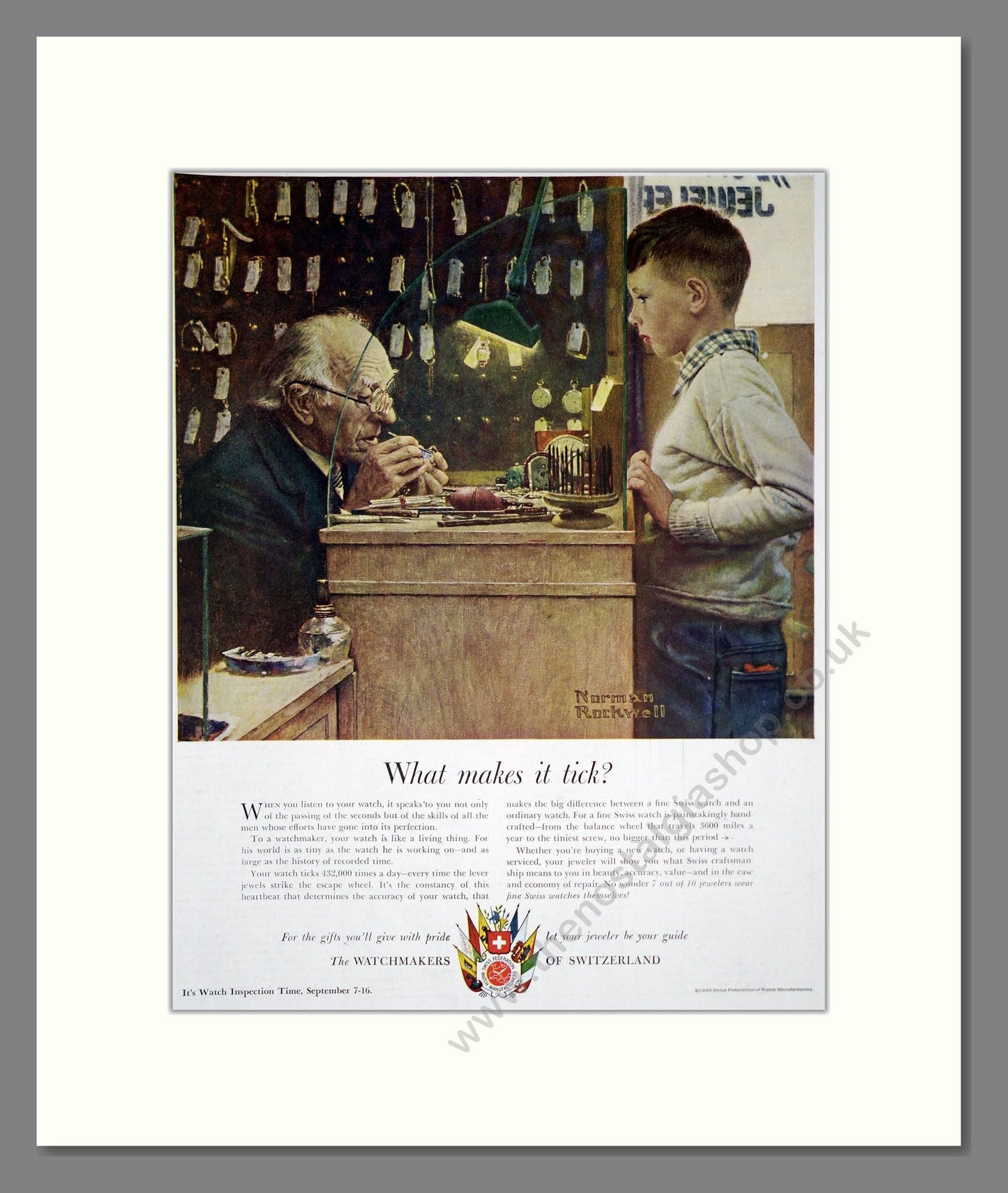 Watchmakers Of Switzerland - What Makes It Tick?. Vintage Advert 1950 (ref AD303589)