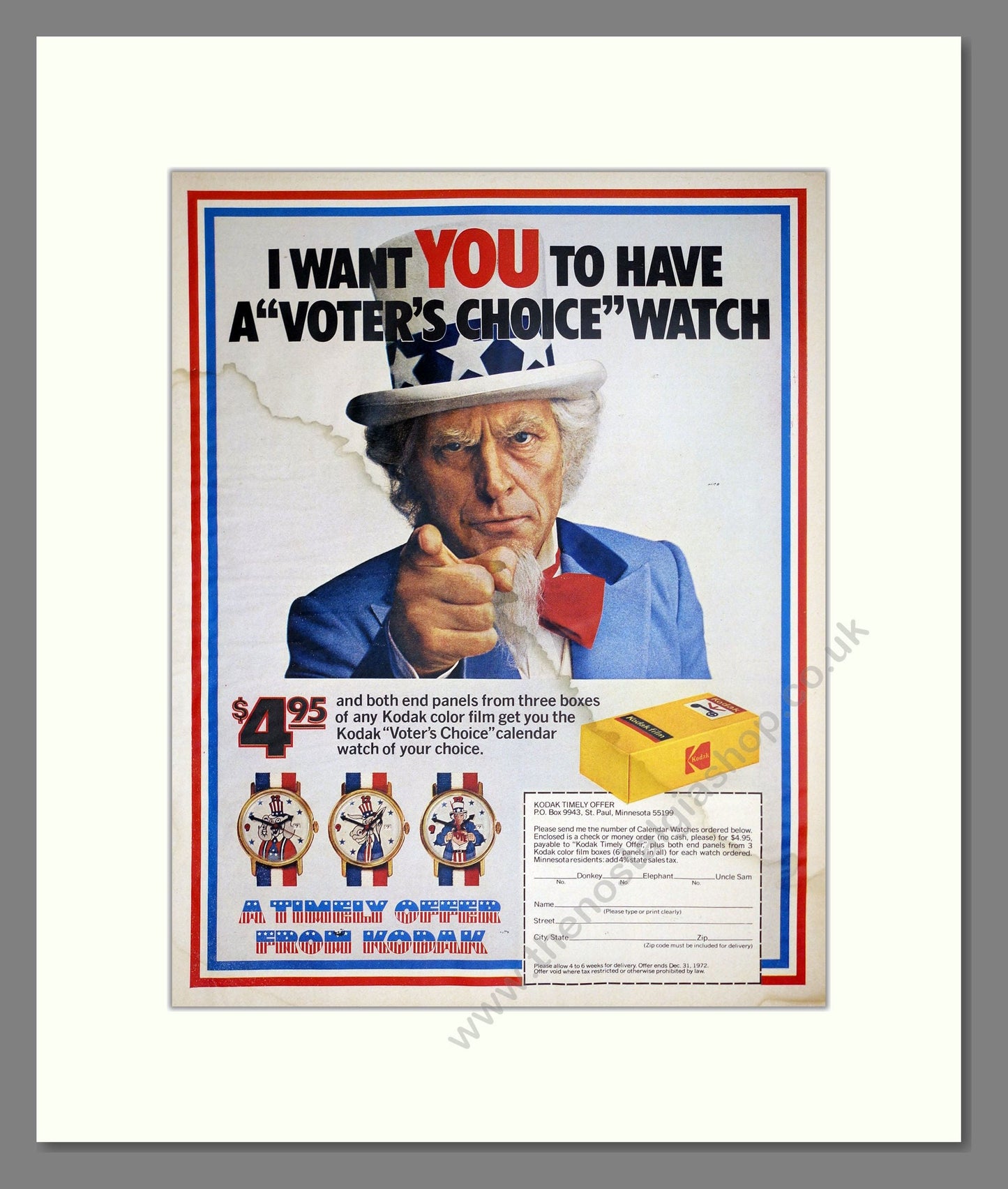 Kodak - Voter's Choice Watch. Vintage Advert 1972 (ref AD303601)