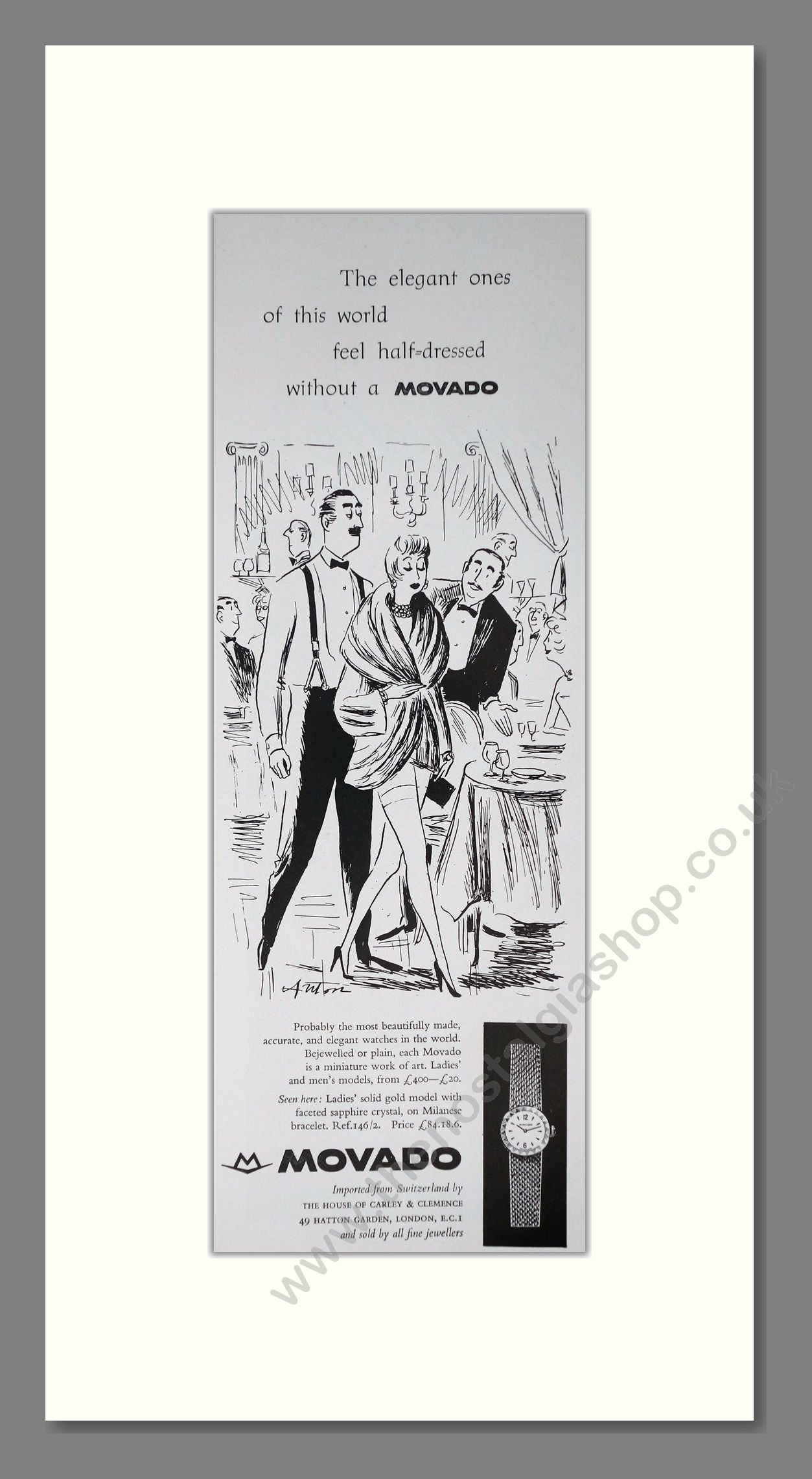 Movado - Ladies Watches. Vintage Advert 1960 (ref AD201552)