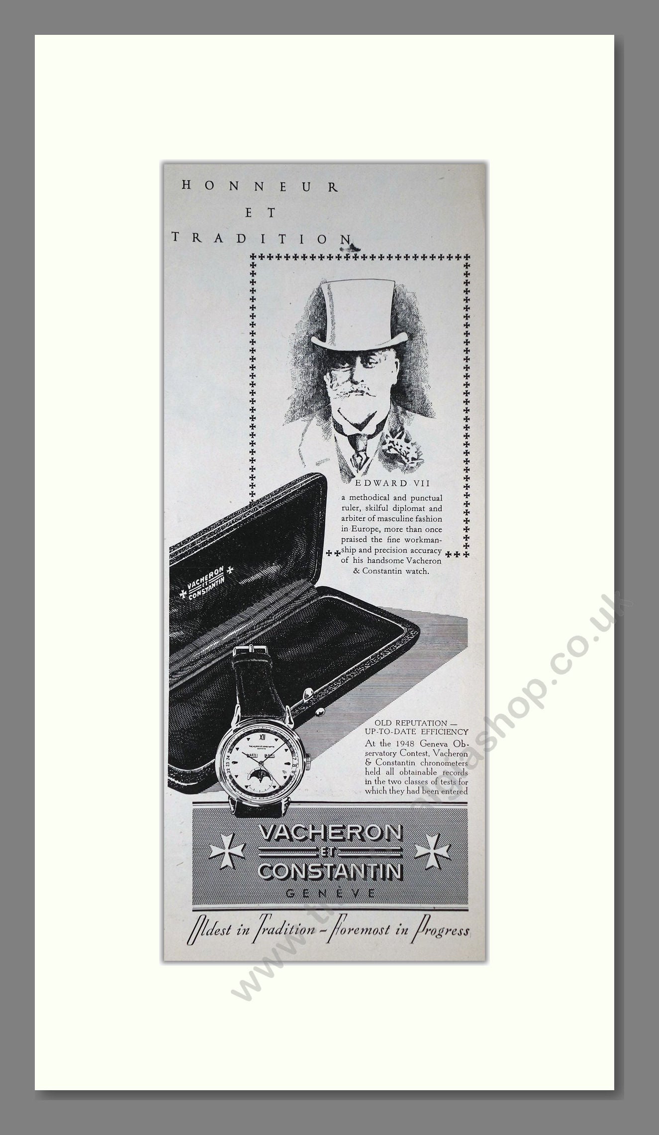 Vacheron Et Constantin - Chronometer. Vintage Advert 1950 (ref AD201568)