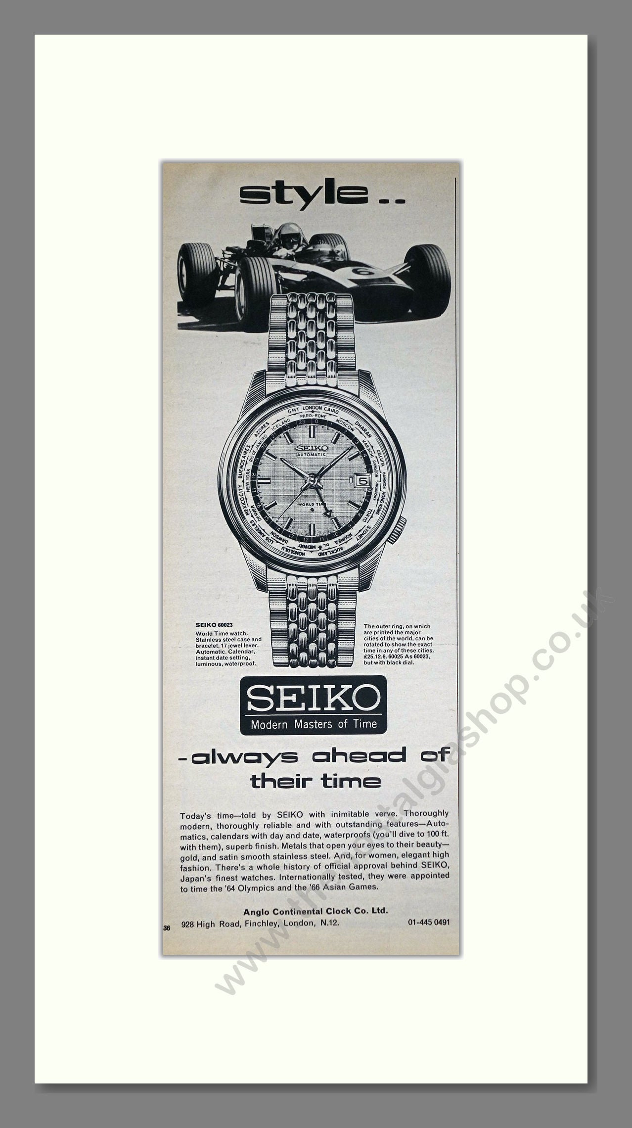 Seiko - 60023. Vintage Advert 1969 (ref AD201571)