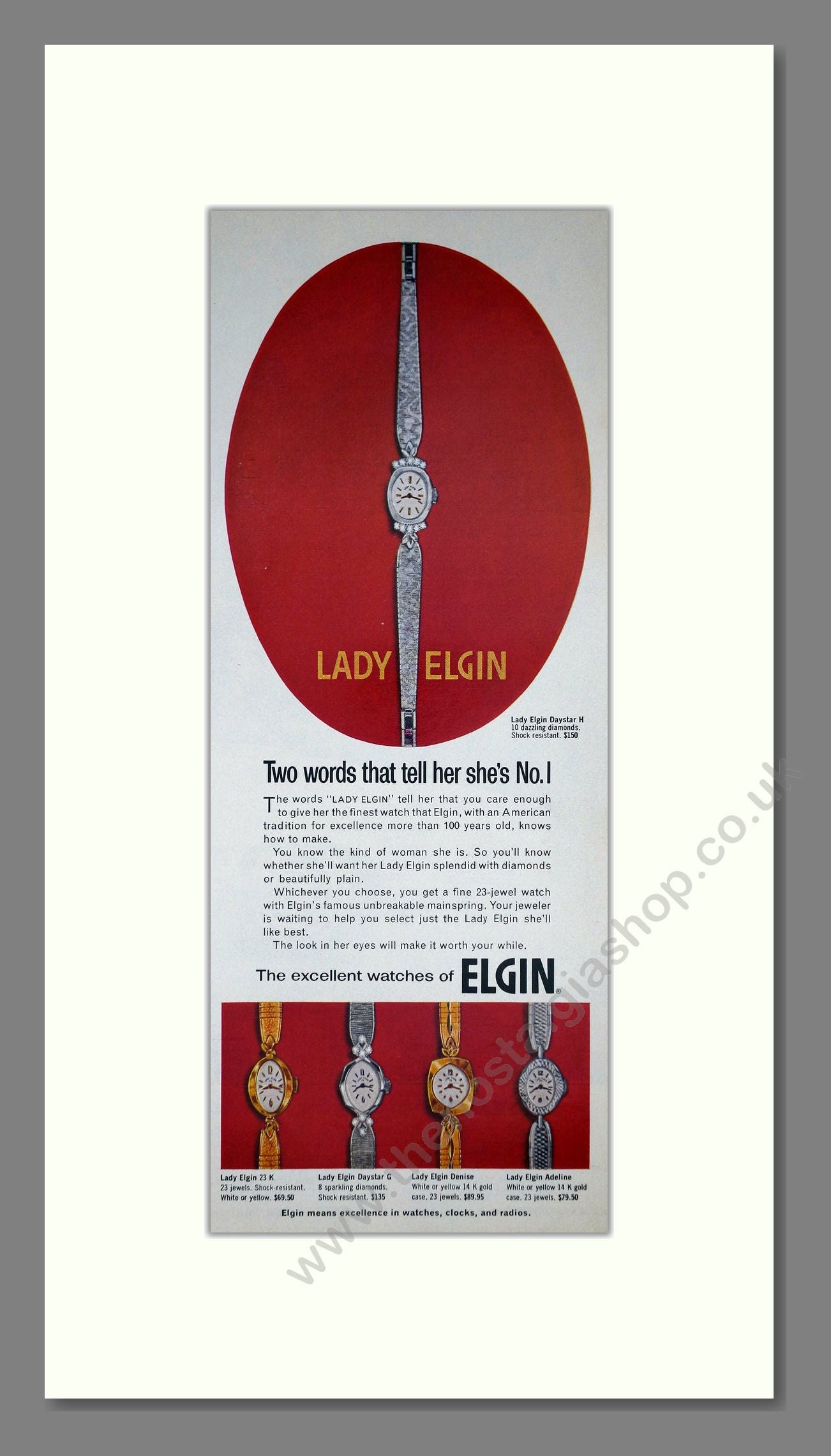 Elgin - Lady Elgin. Vintage Advert 1968 (ref AD201582)