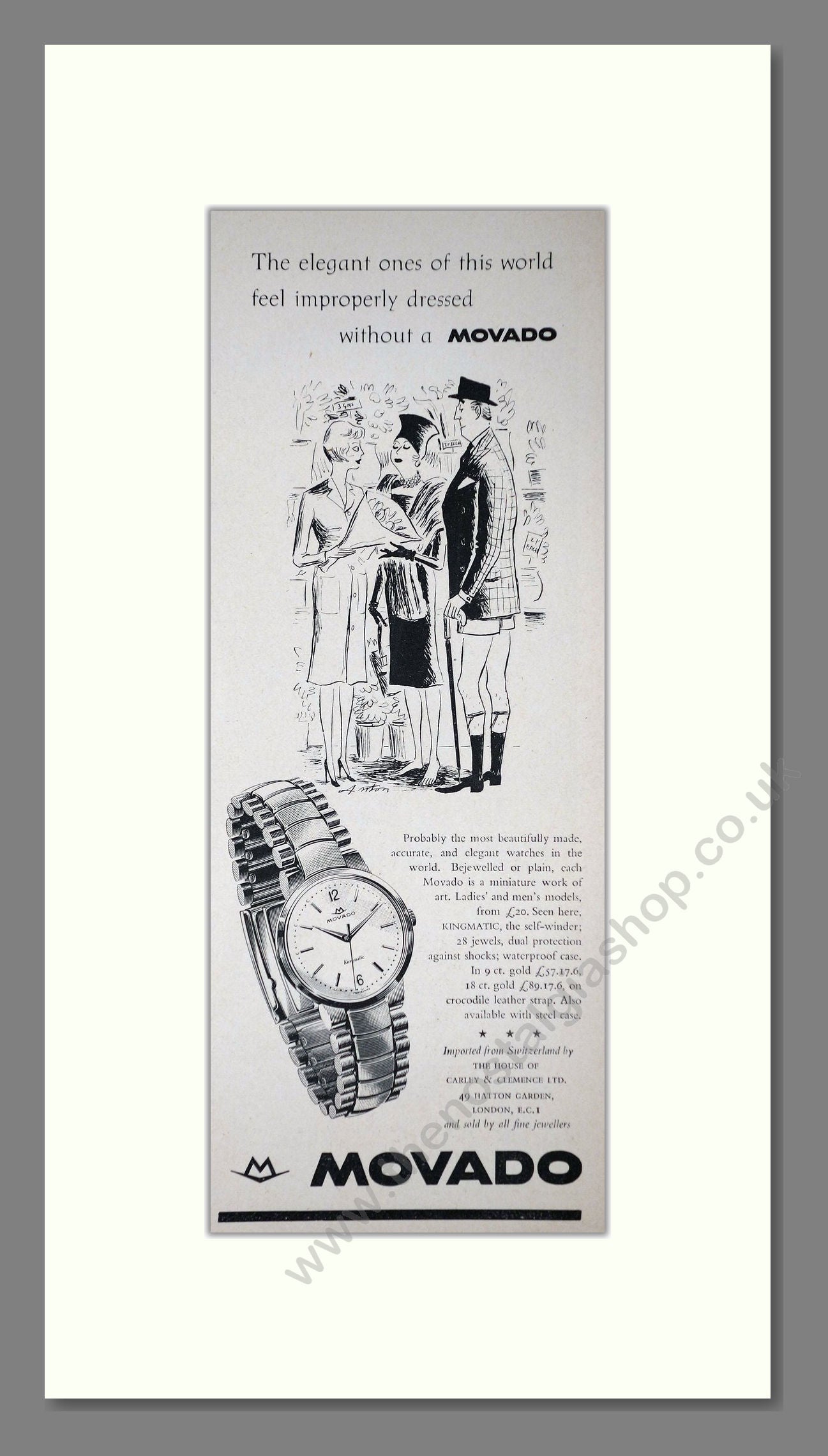 Movado Kingmatic Watches. Original Advert 1961 (ref AD400229)