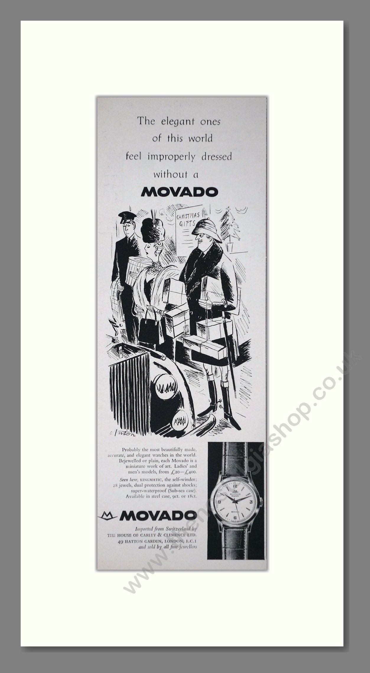 Movado Kingmatic Watches. Original Advert 1960 (ref AD400230)