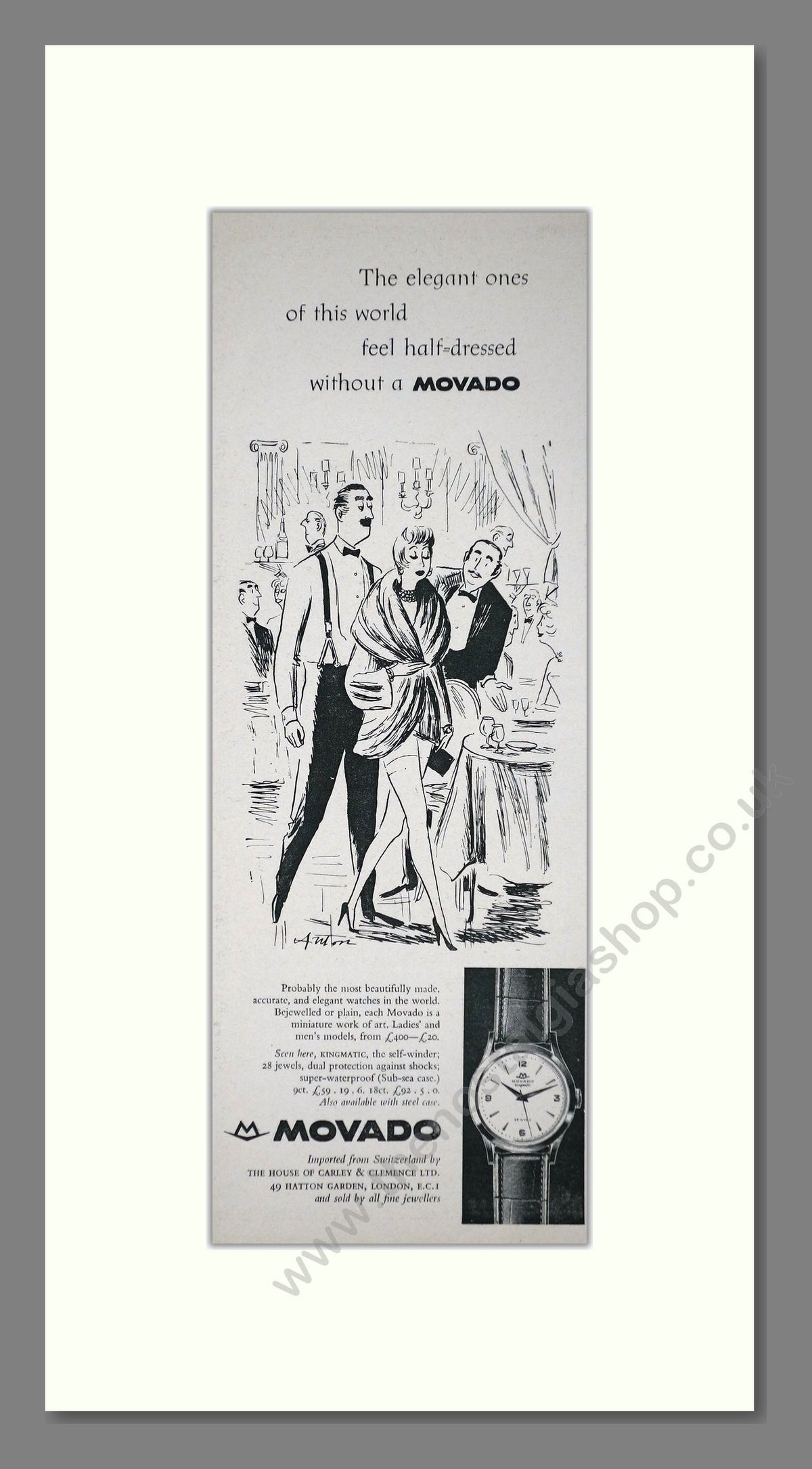 Movado Kingmatic Watches. Original Advert 1960 (ref AD400232)