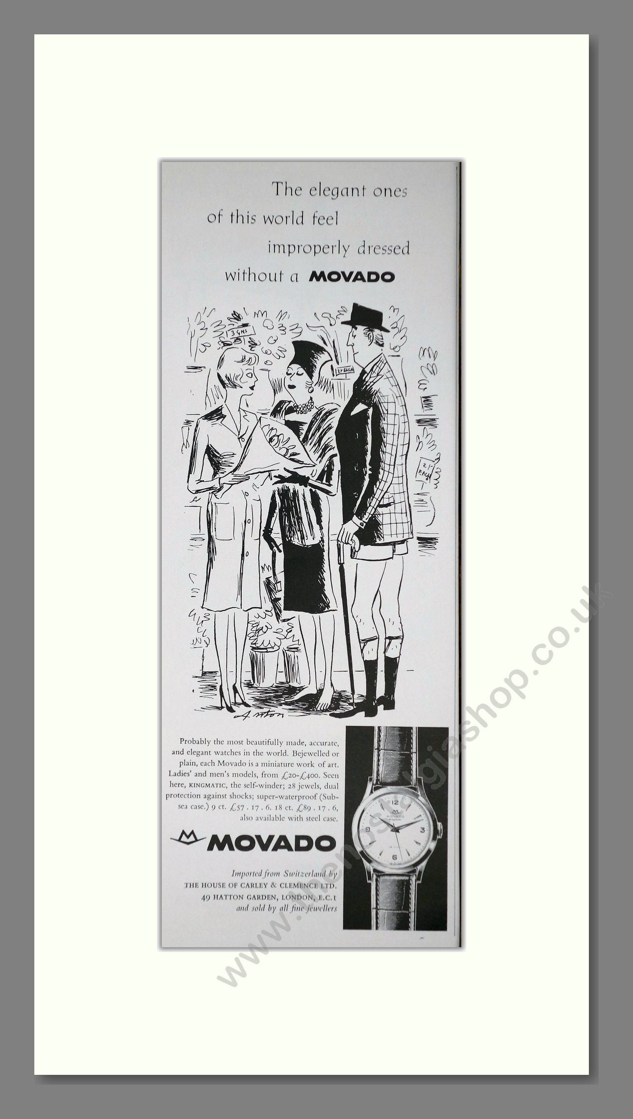 Movado Kingmatic Watches. Original Advert 1961 (ref AD400234)