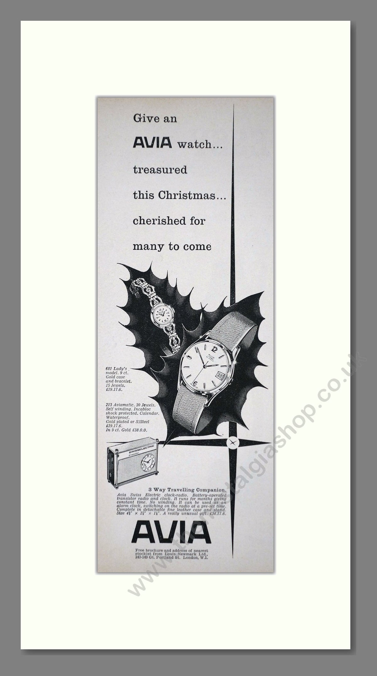 Avia Watches. Original Advert 1961 (ref AD400239)