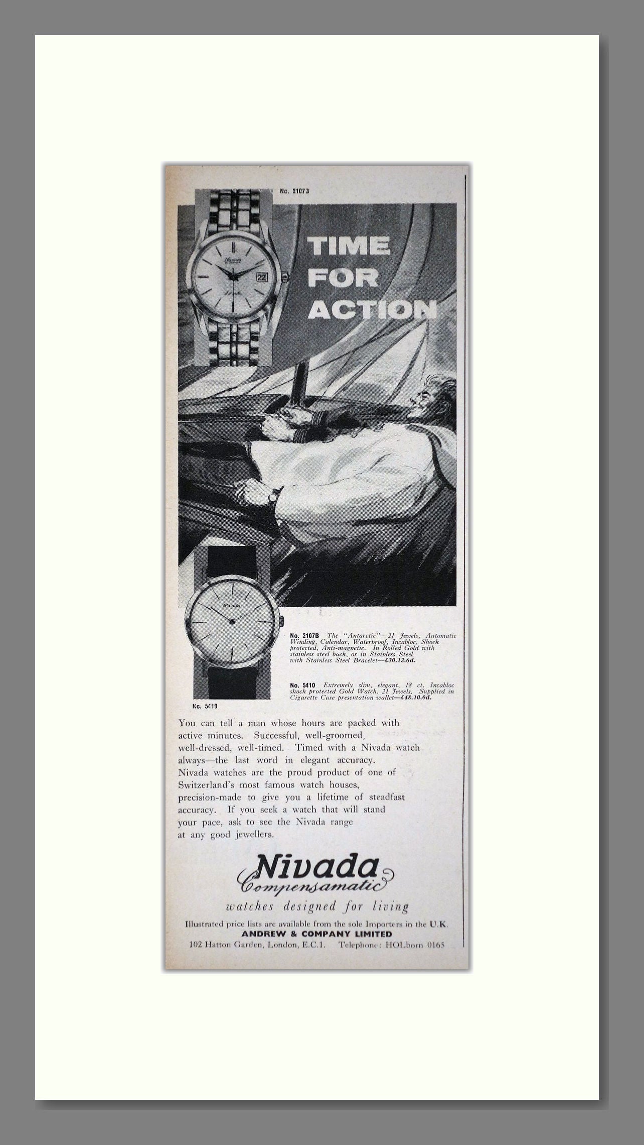 Nivada Compensamatic Watches. Original Advert 1961 (ref AD400247)