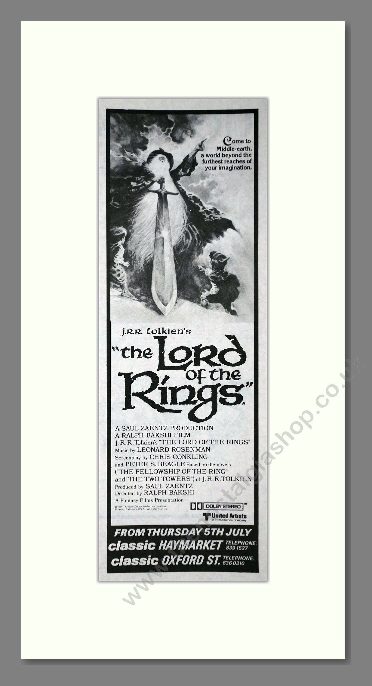 Lord Of The Rings (The). Original Advert 1979 (ref AD400178)