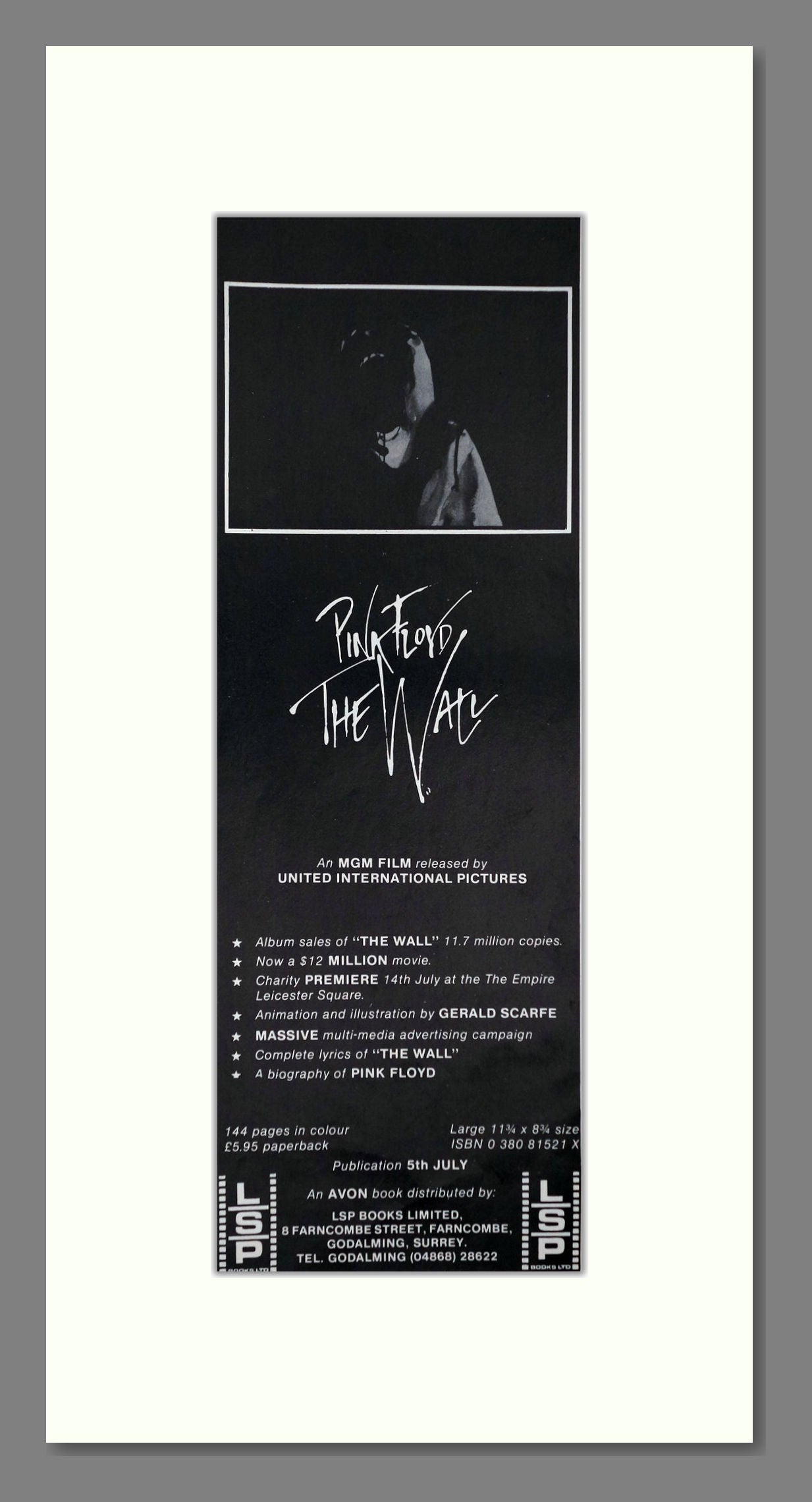 The Wall. Pink Floyd. Original Advert 1982 (ref AD400189)