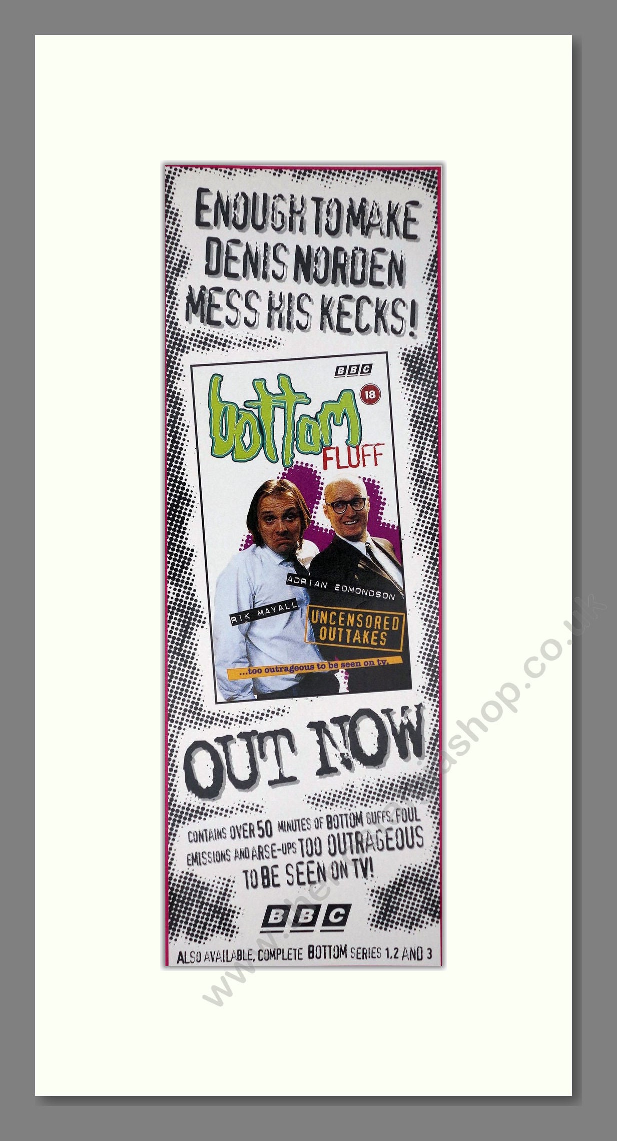 Bottom Fluff. Rik Mayall. Original Advert 1996 (ref AD400190)