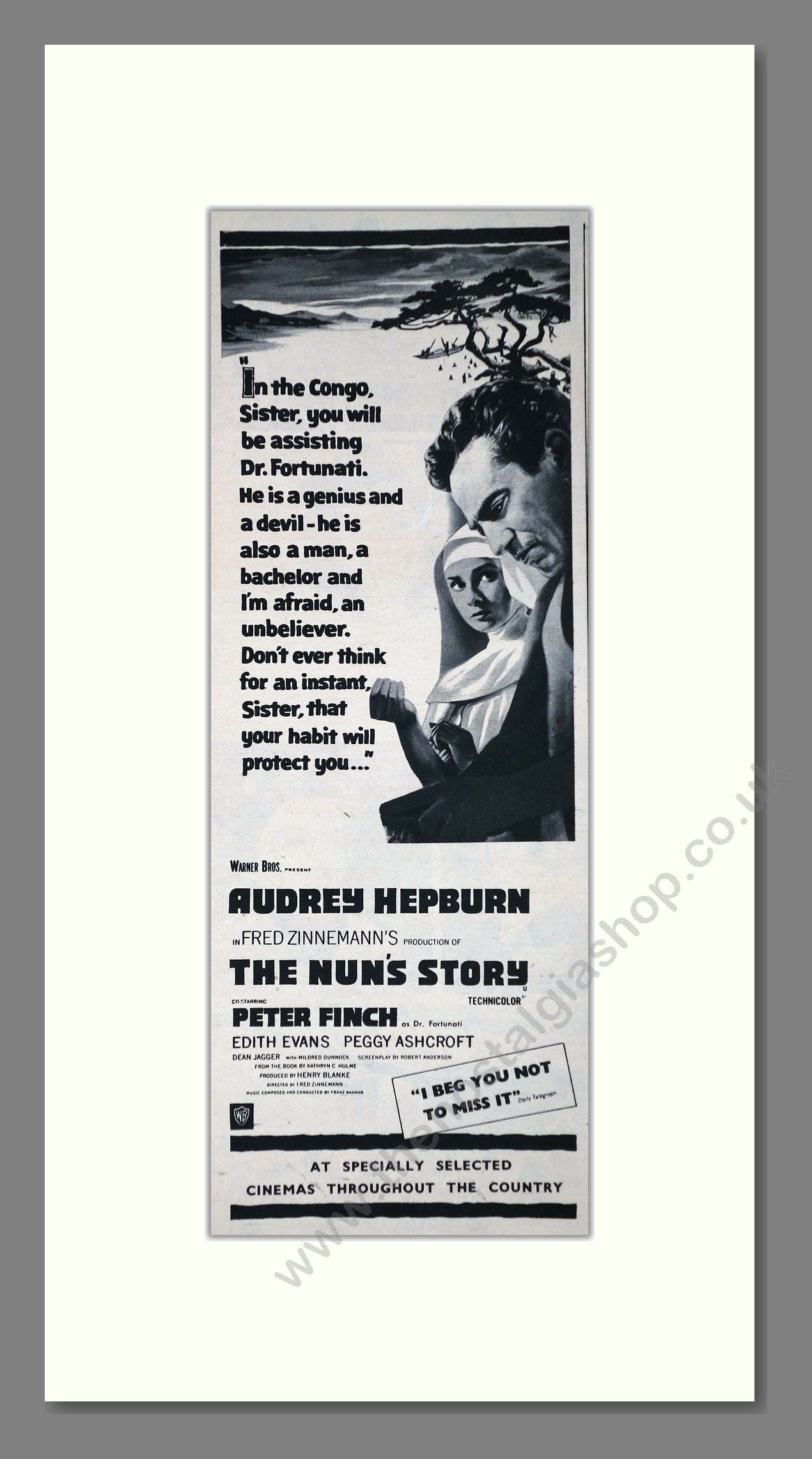 The Nun's Story. Audrey Hepburn. Original Advert 1959 (ref AD400196)