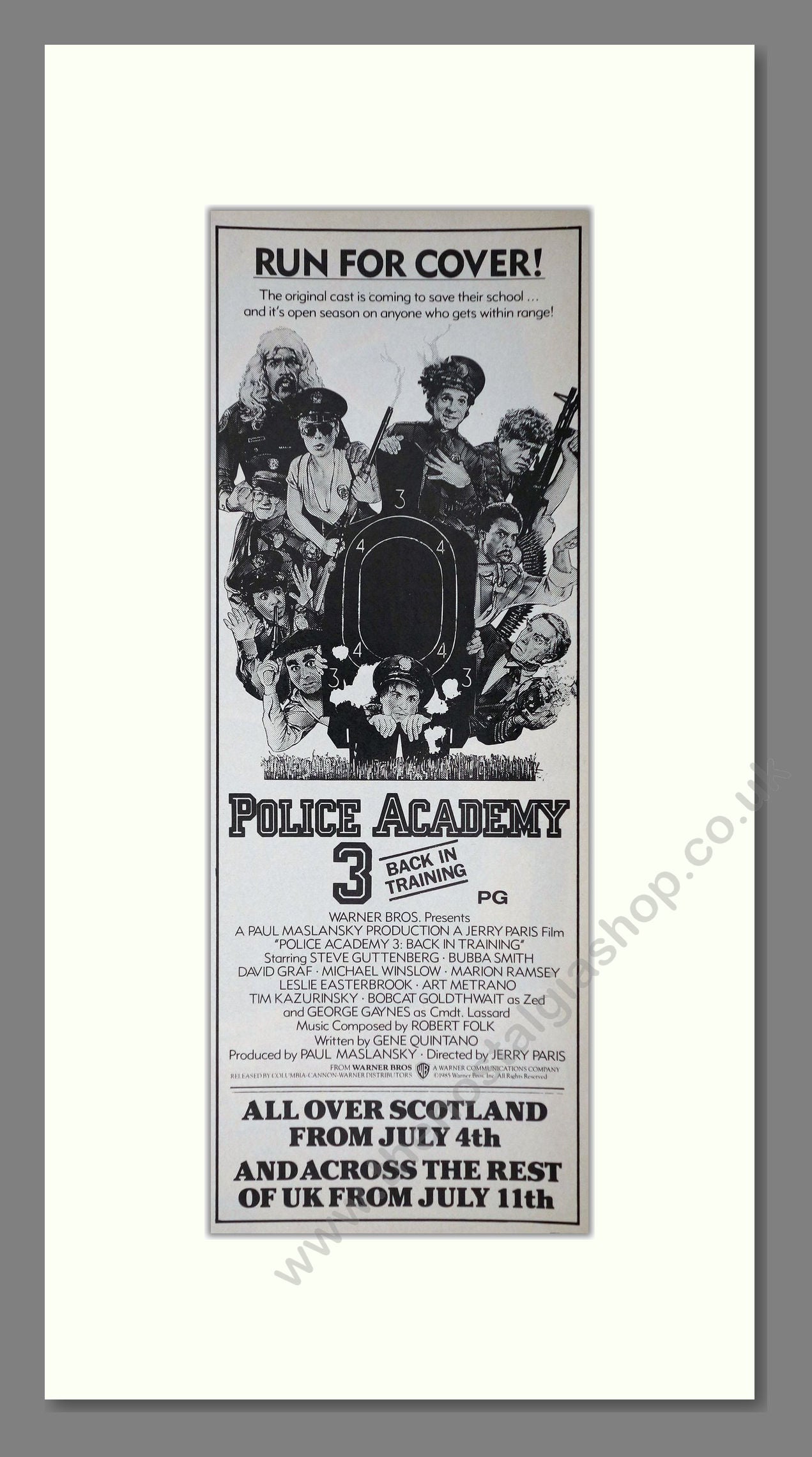 Police Academy 3. Original Advert 1986 (ref AD400205)