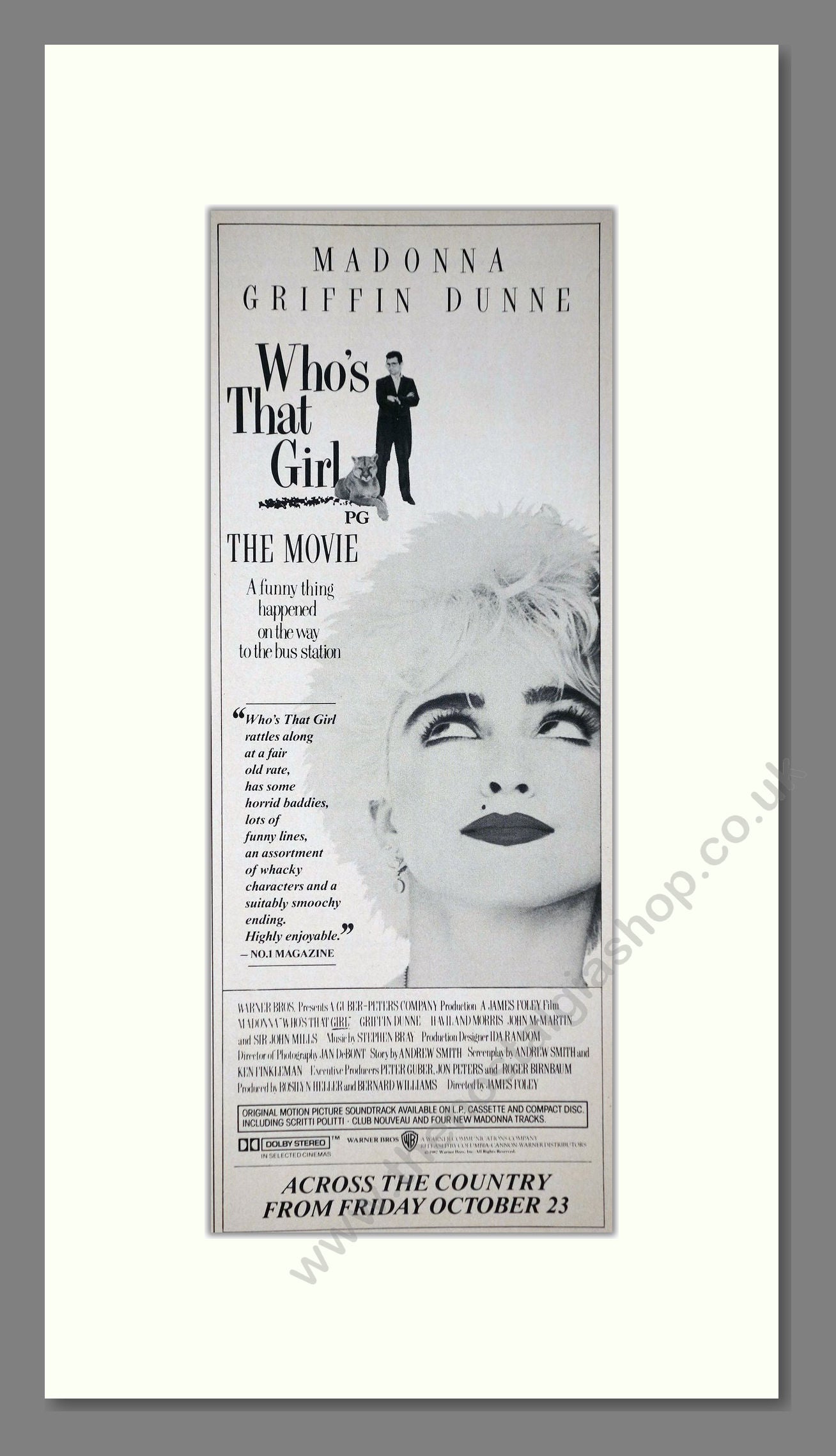 Who's That Girl. Madonna. Original Advert 1987 (ref AD400206)