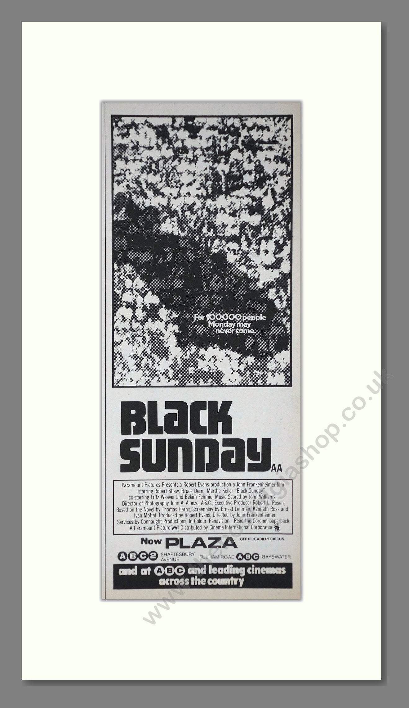 Black Sunday. Original Advert 1977 (ref AD400223)