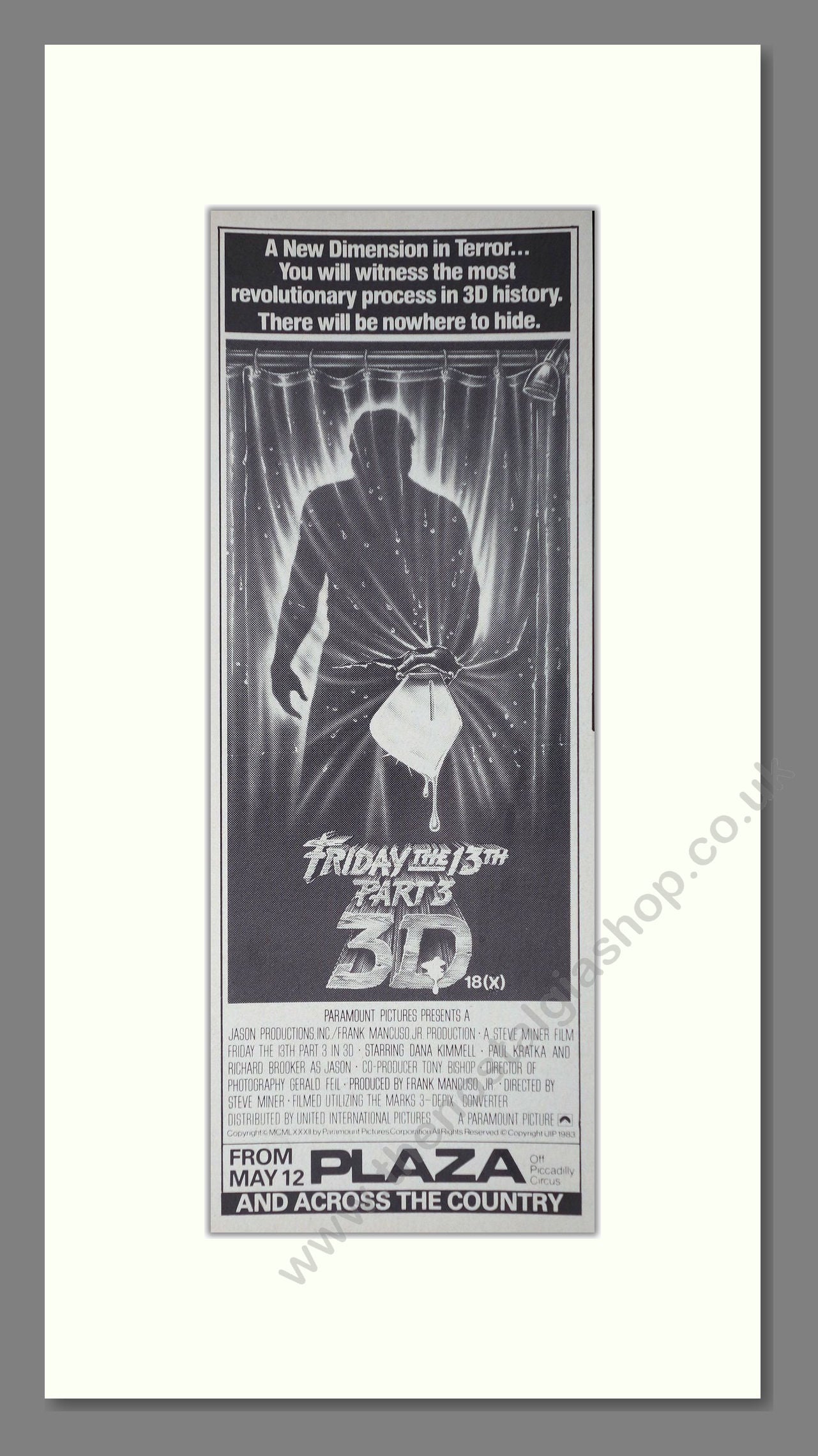 Friday The 13th Part 3, 3D. Original Advert 1983 (ref AD400276)