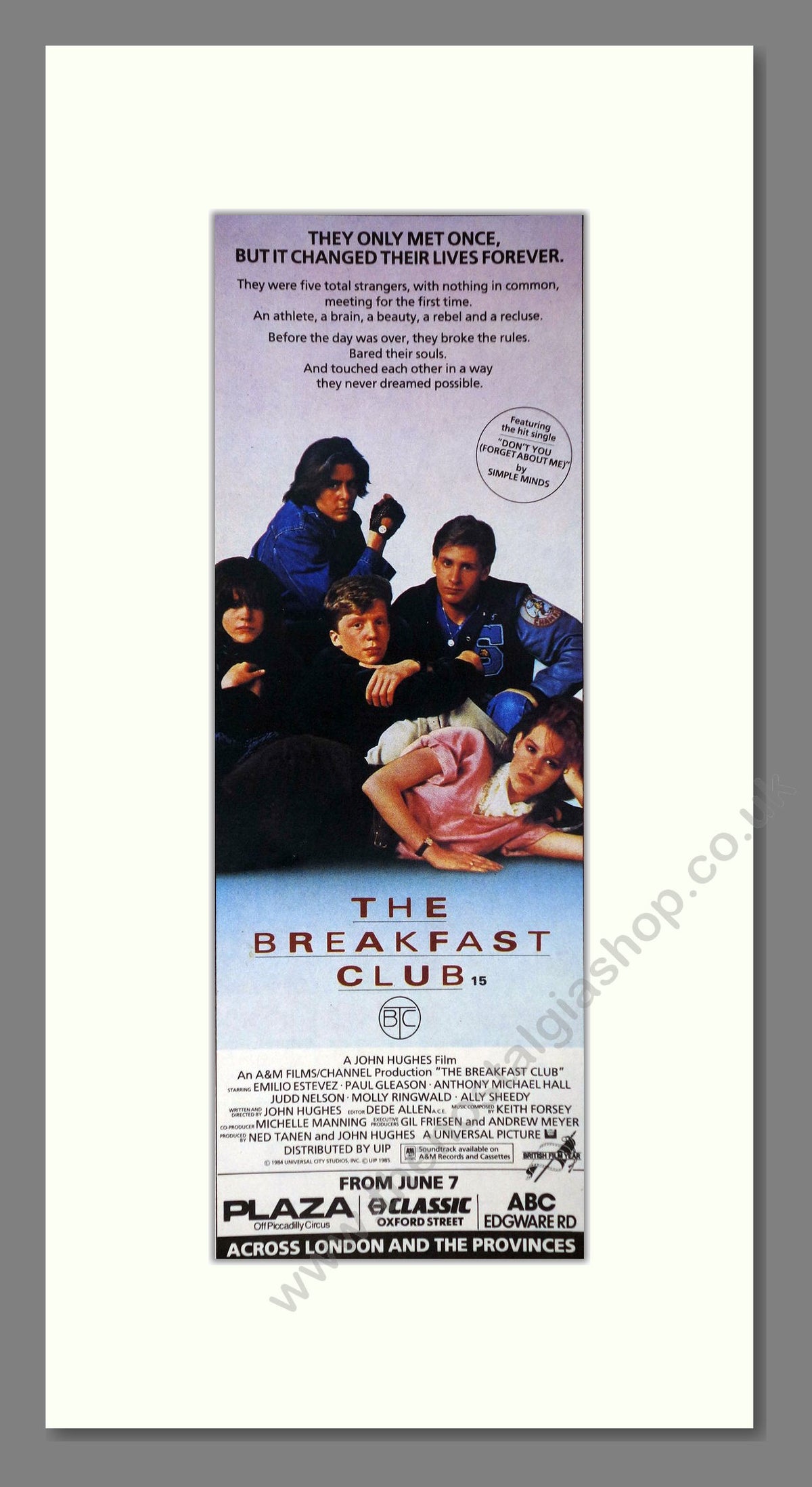 The Breakfast Club. Original Advert 1985 (ref AD400278)