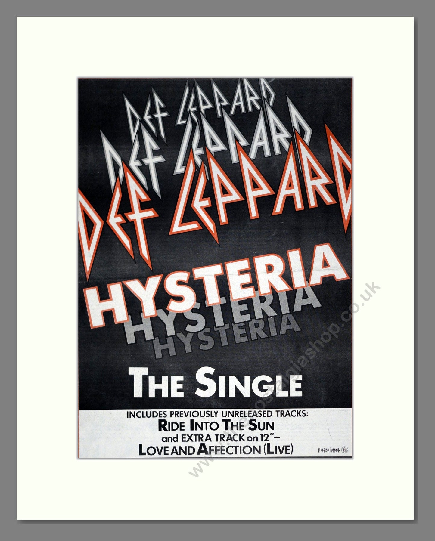 Def Leppard - Hysteria. Vintage Advert 1987 (ref AD20810)