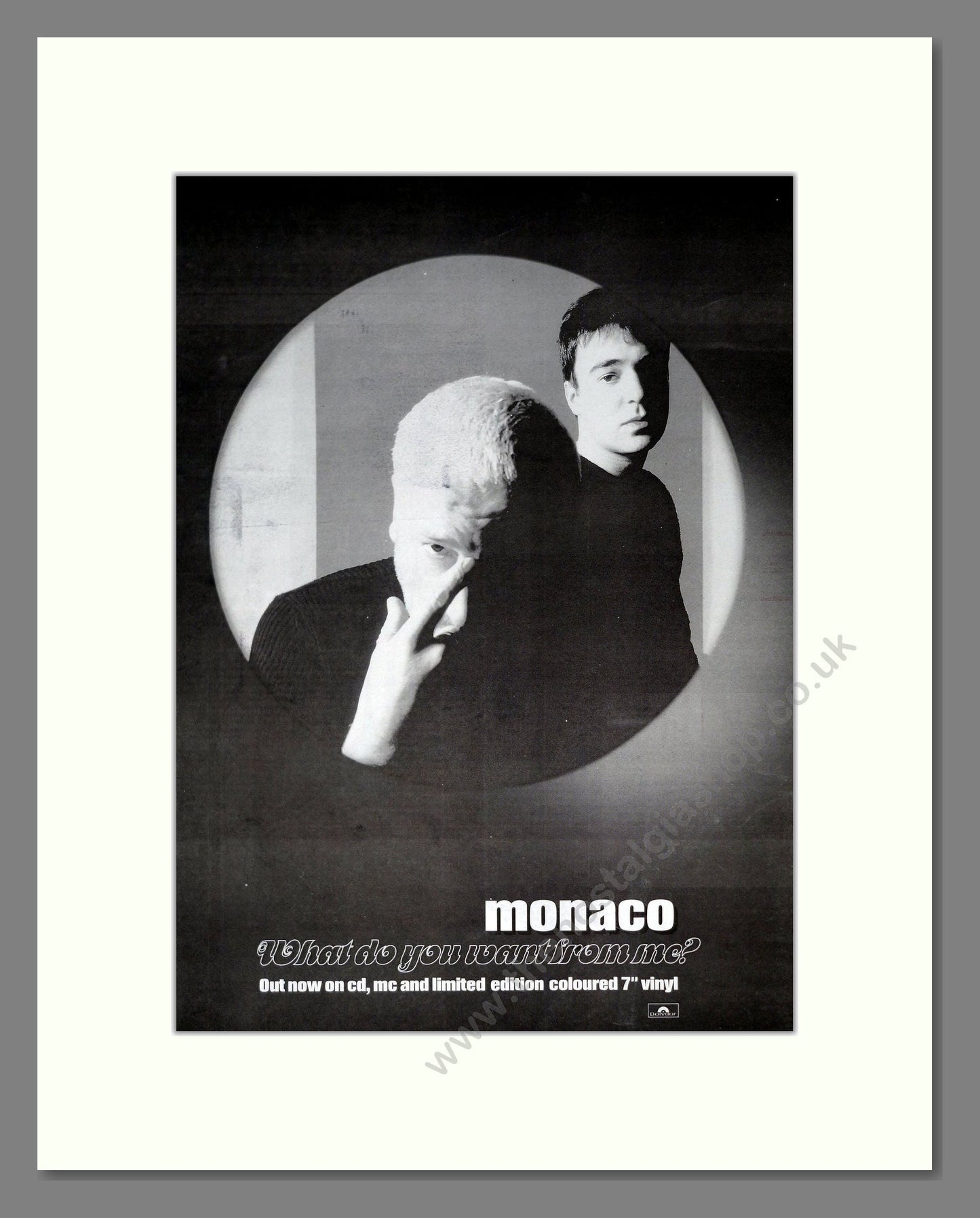 Monaco - What Do You Want From Me. Vintage Advert 1997 (ref AD20820)